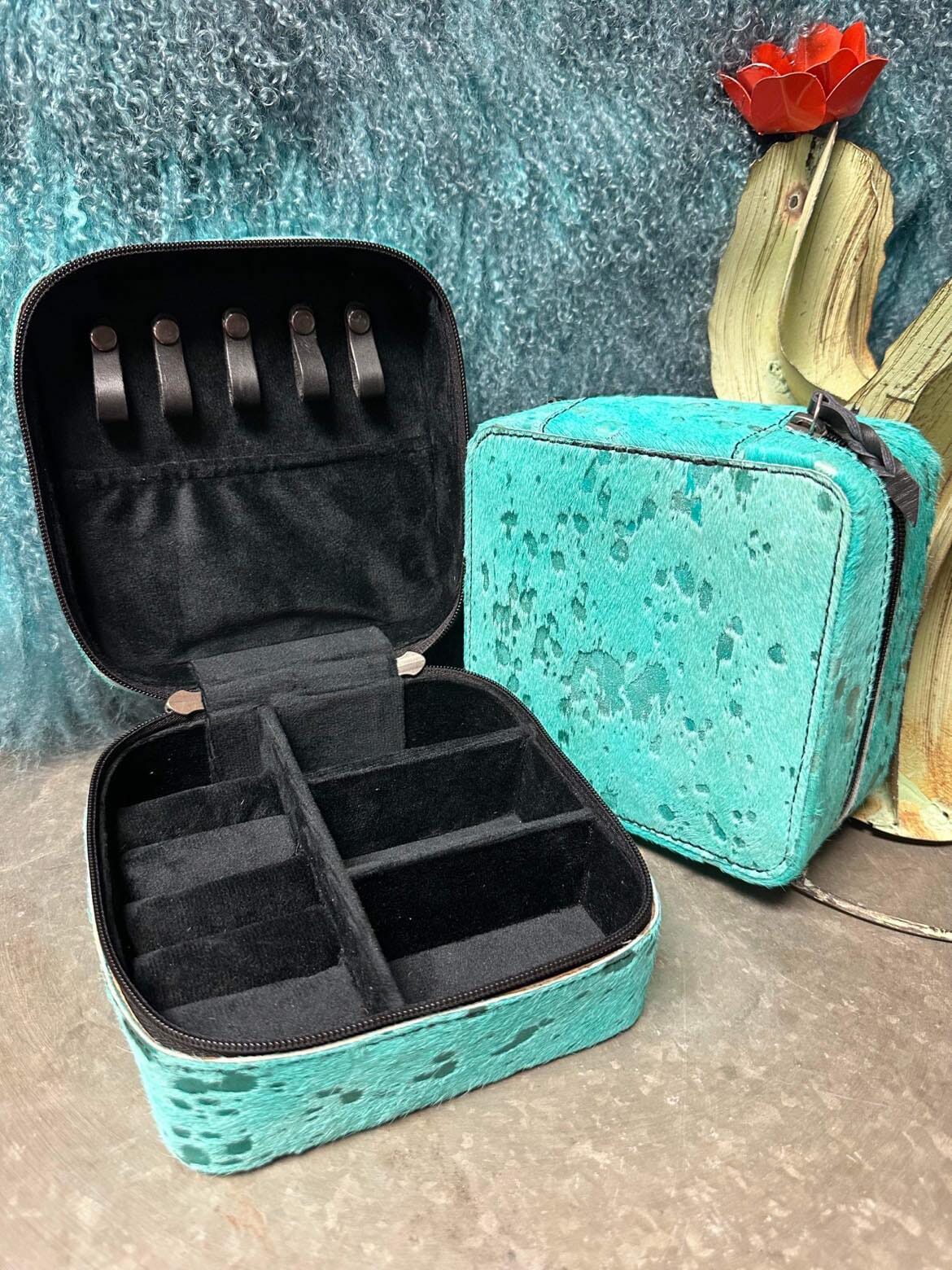 Turquoise Acid Wash Small Jewelry Case Cheekys Brand 