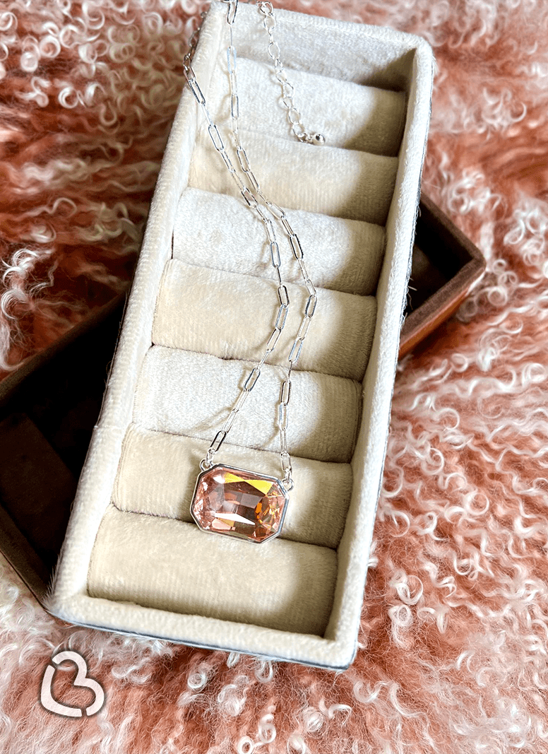 "Jewels" Rhinestone Pendant in Peach Cheekys Brand 