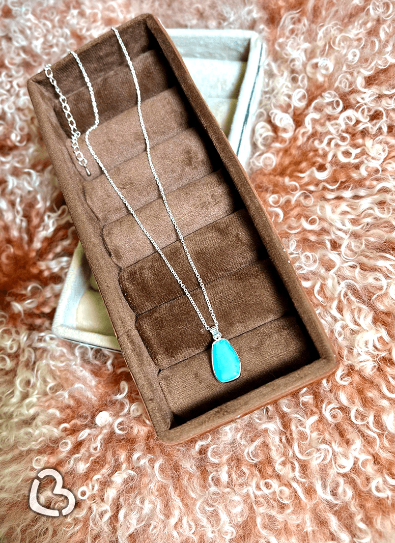 "Trudy" Crystal Pendant Necklace- Turquoise Cheekys Brand 