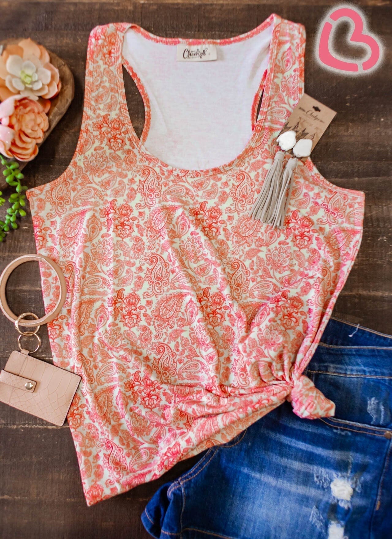 The Madelyn Paisley Tank In Peaches and Cream Cheekys Apparel 23 