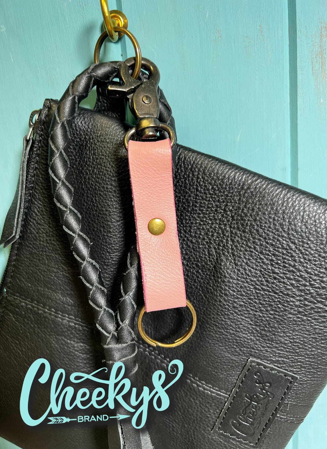 Leather Keychain Cheekys Brand Pink Leather 