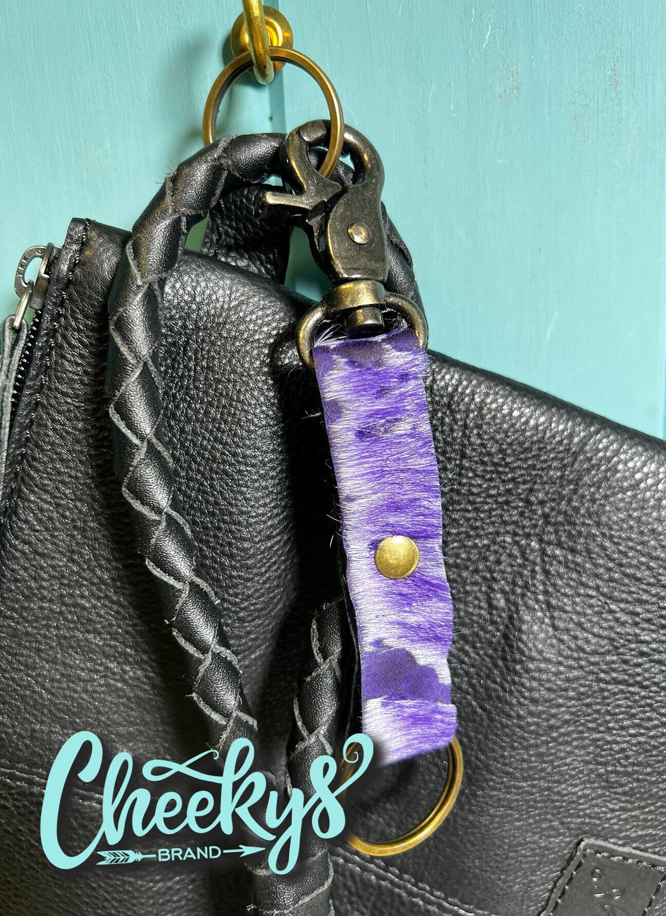 Leather Keychain Cheekys Brand Purple HOH 