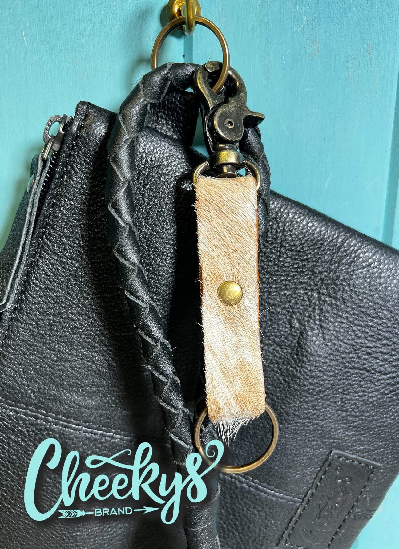 Leather Keychain Cheekys Brand Brown HOH Natural 