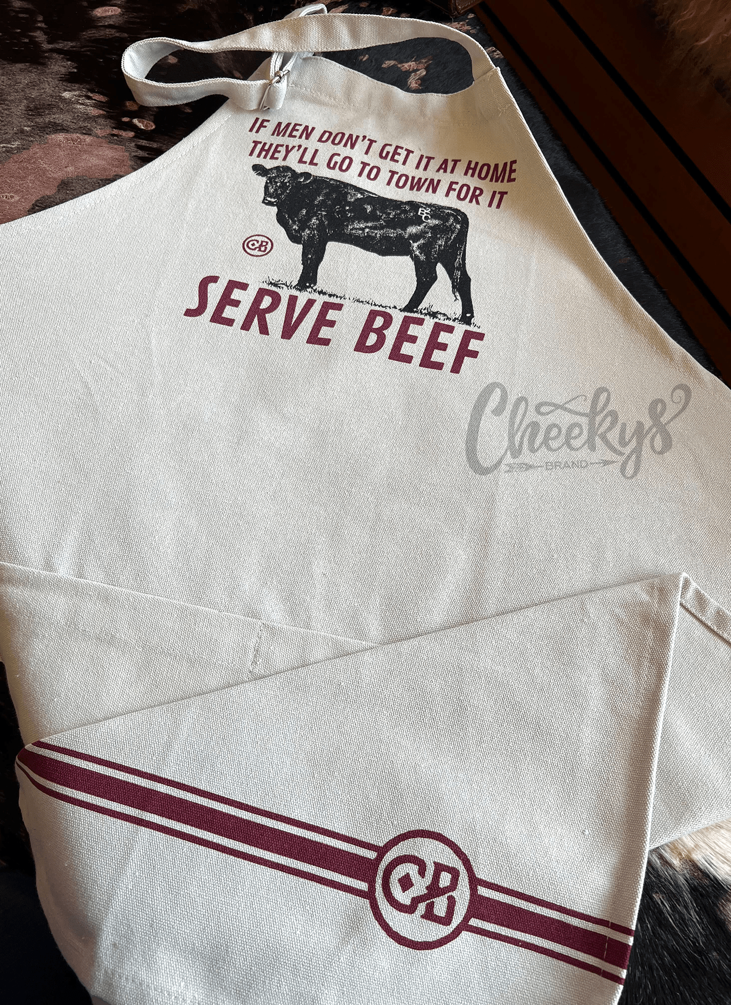 Serve Beef Apron on Ivory Cheekys Brand 