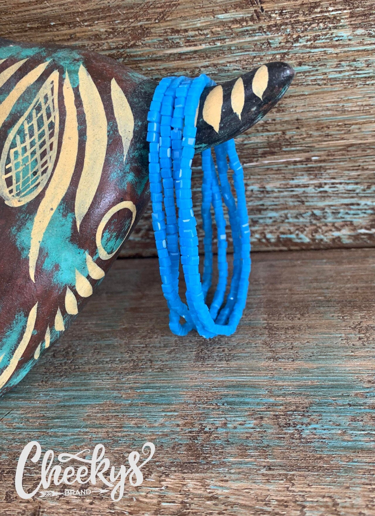 Glass Stone Stretch Bracelet Set In Blue Jewelry 18 