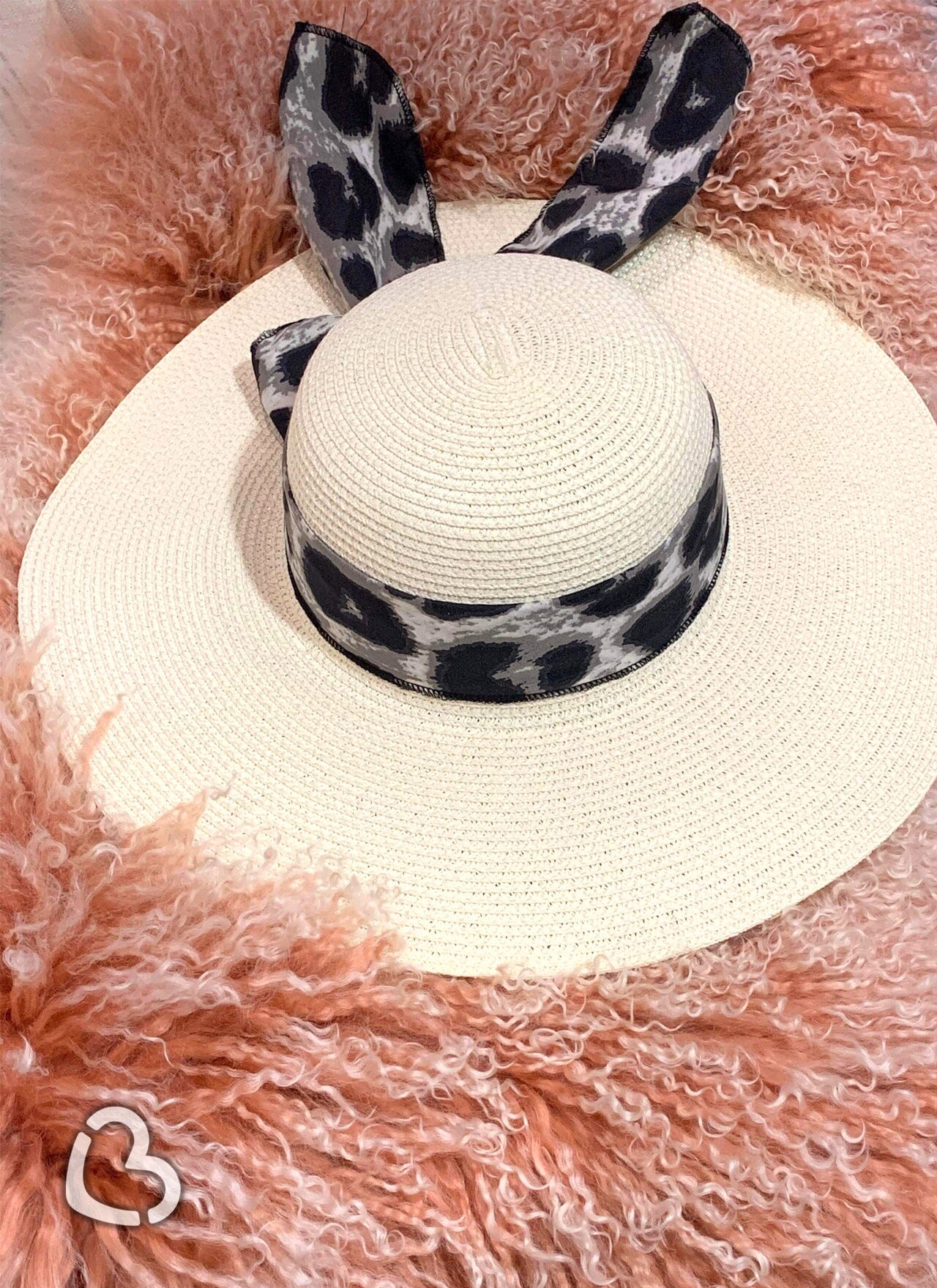 Leopard Bow Ivory Floppy Hat Hat Cheekys Brand 