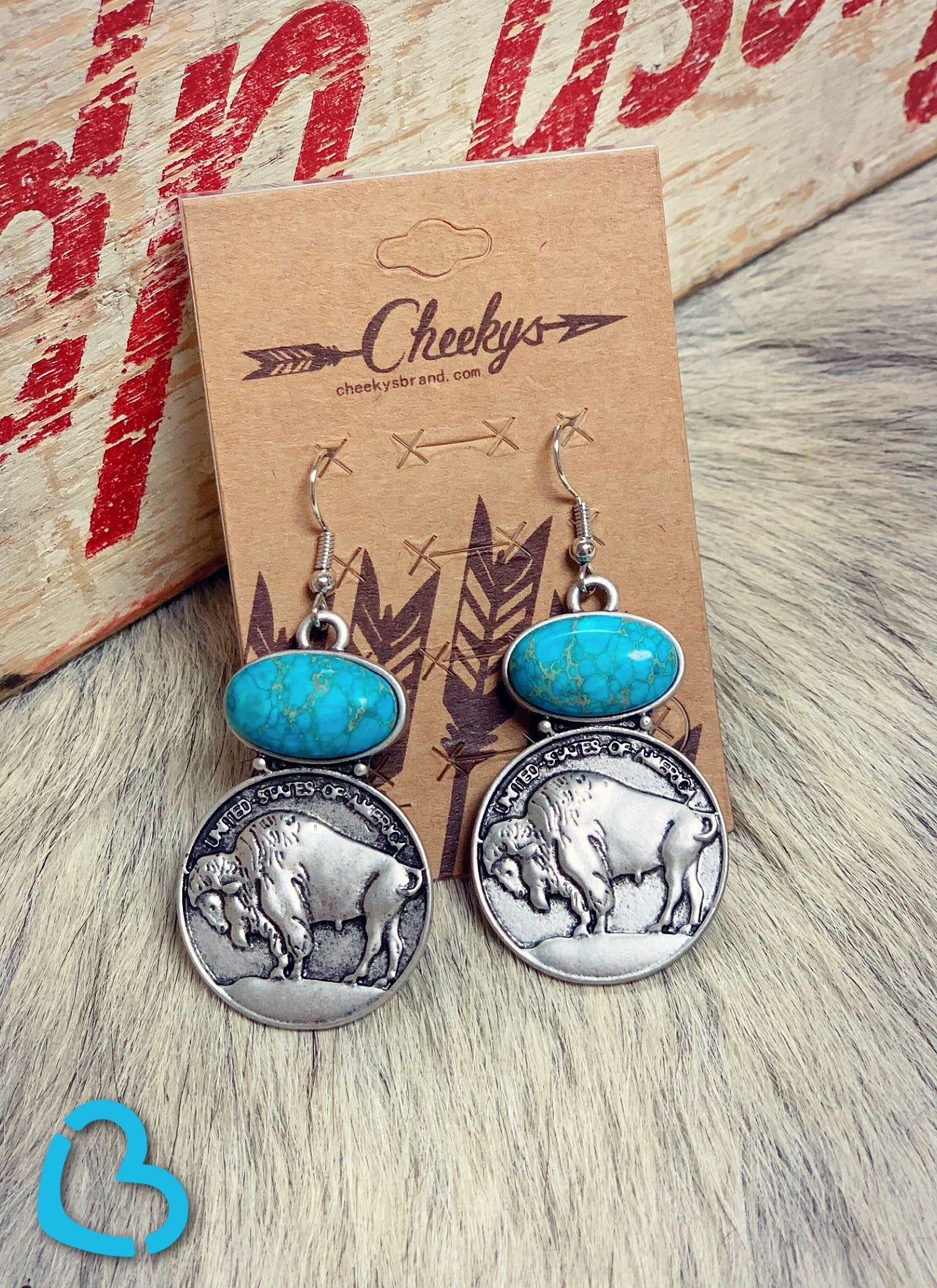 The Shawney Buffalo Nickle Earrings in Turquoise Jewelry 18 