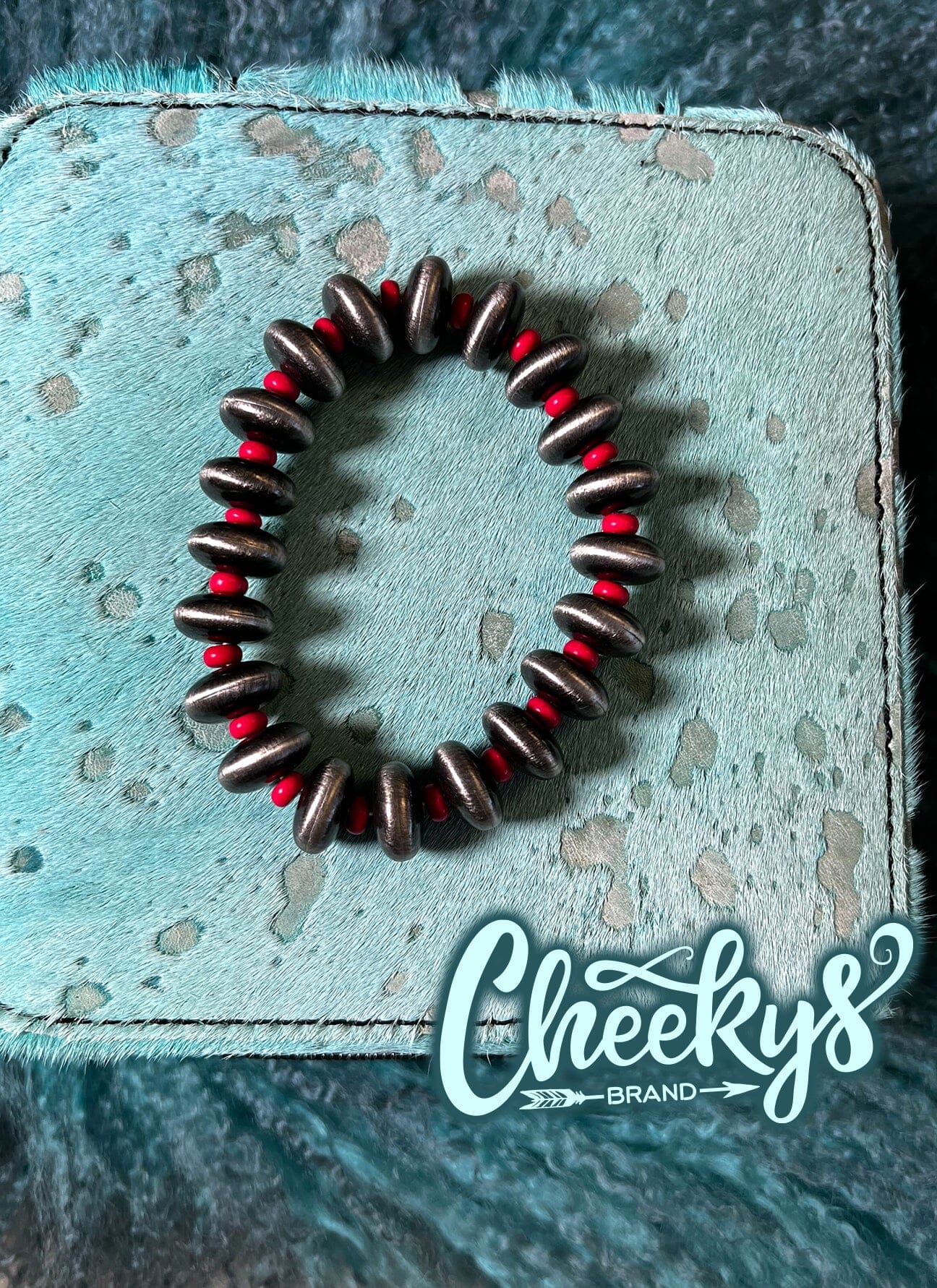 Red Stone Navajo Saucer Stretch Bracelet Cheekys Brand 