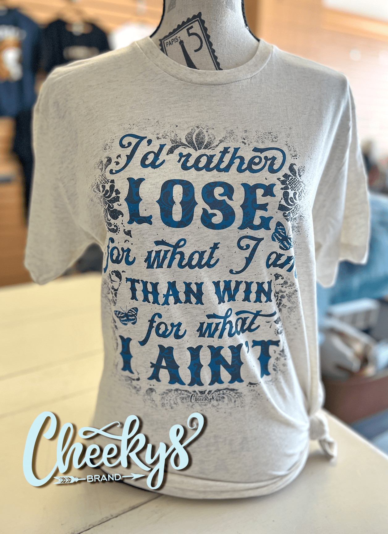 I'd Rather Lose For What I Ain't Unisex Tee on Oatmeal Cheekys Brand 