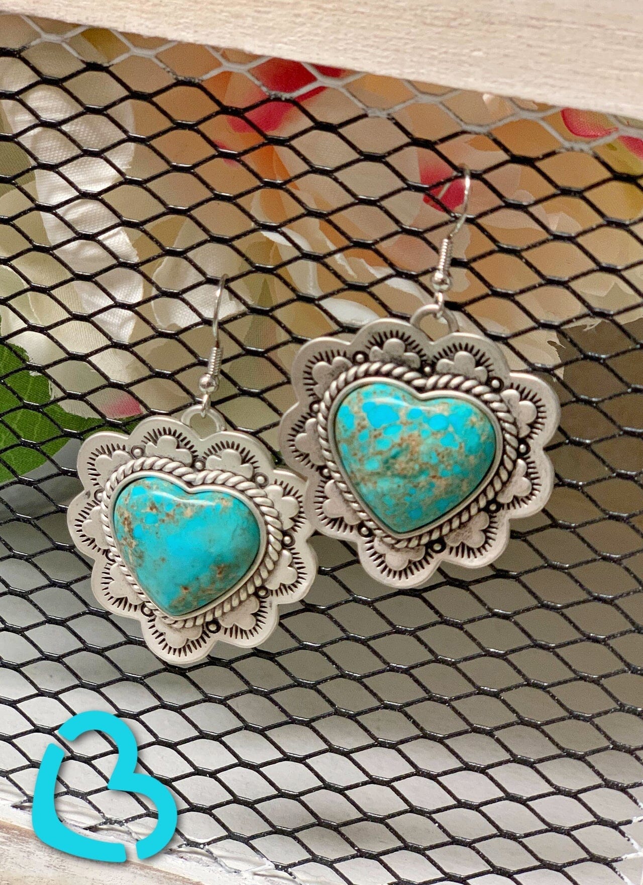 Any Man Of Mine Heart Earrings in Turquoise Jewelry 18 