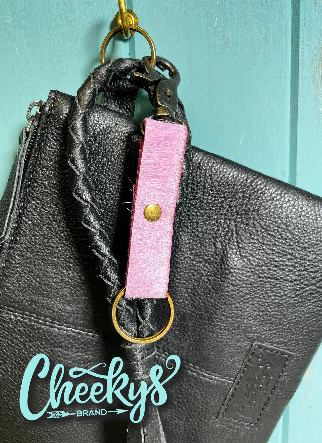 Leather Keychain Cheekys Brand Pink HOH 