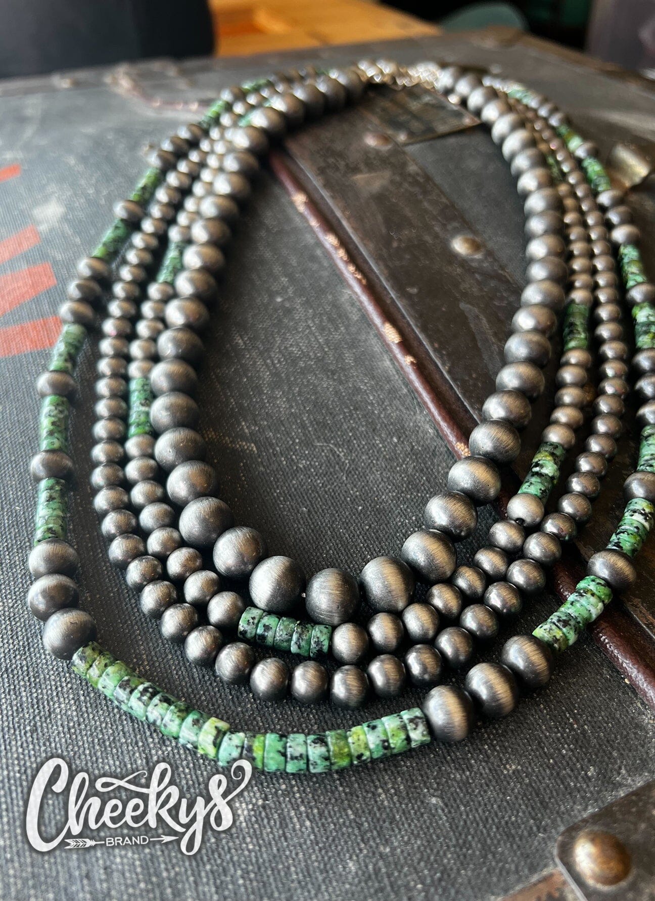 Four Green Marble and Navajo Necklaces Cheekys Brand 