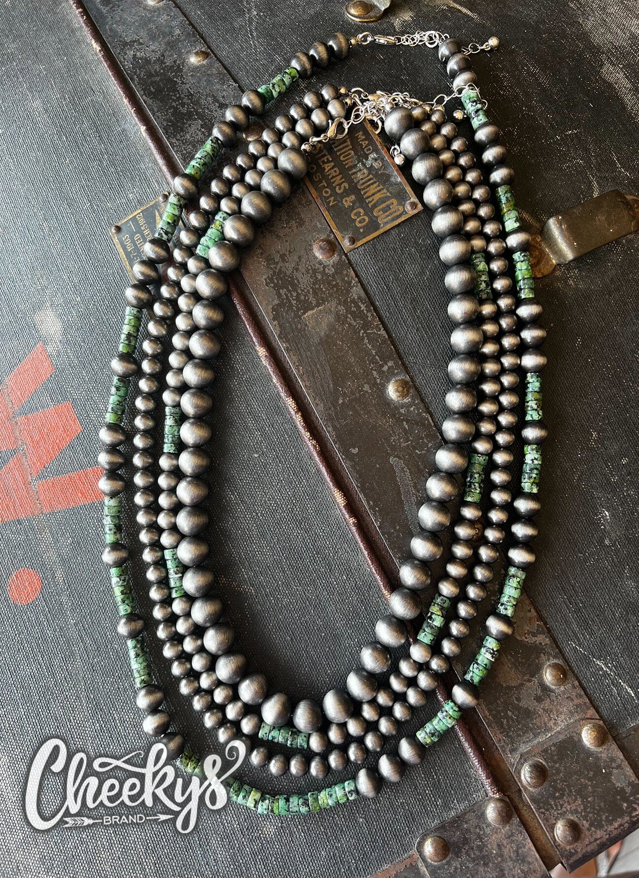 Four Green Marble and Navajo Necklaces Cheekys Brand 