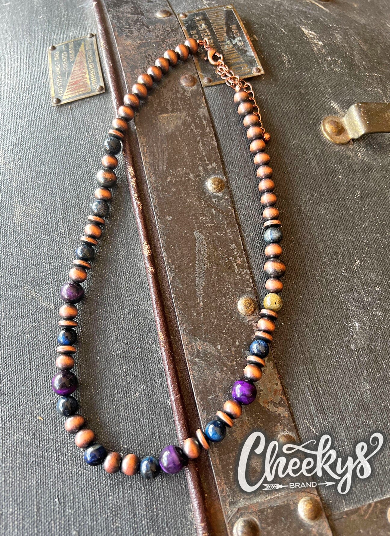 Purple/Navy Copper Navajo Bead Necklace Cheekys Brand 