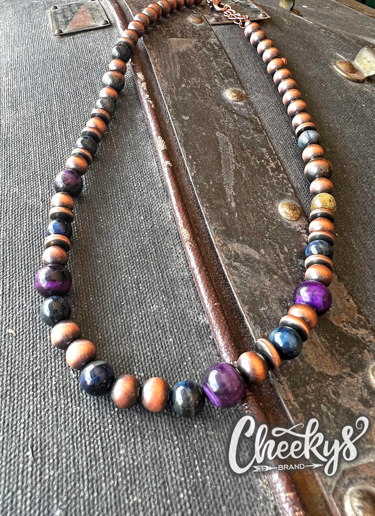 Purple/Navy Copper Navajo Bead Necklace Cheekys Brand 