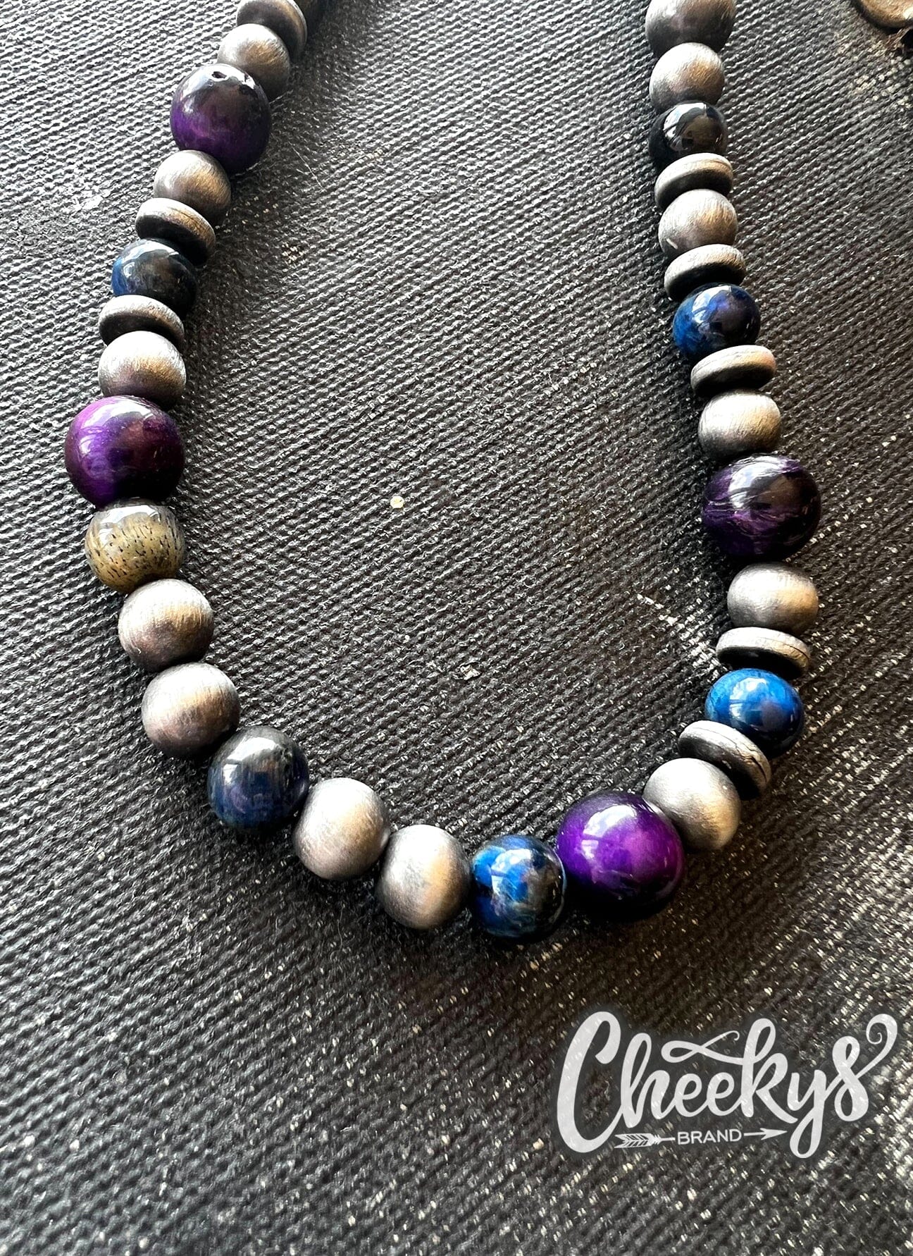 Purple/Navy Navajo Bead Necklace Cheekys Brand 