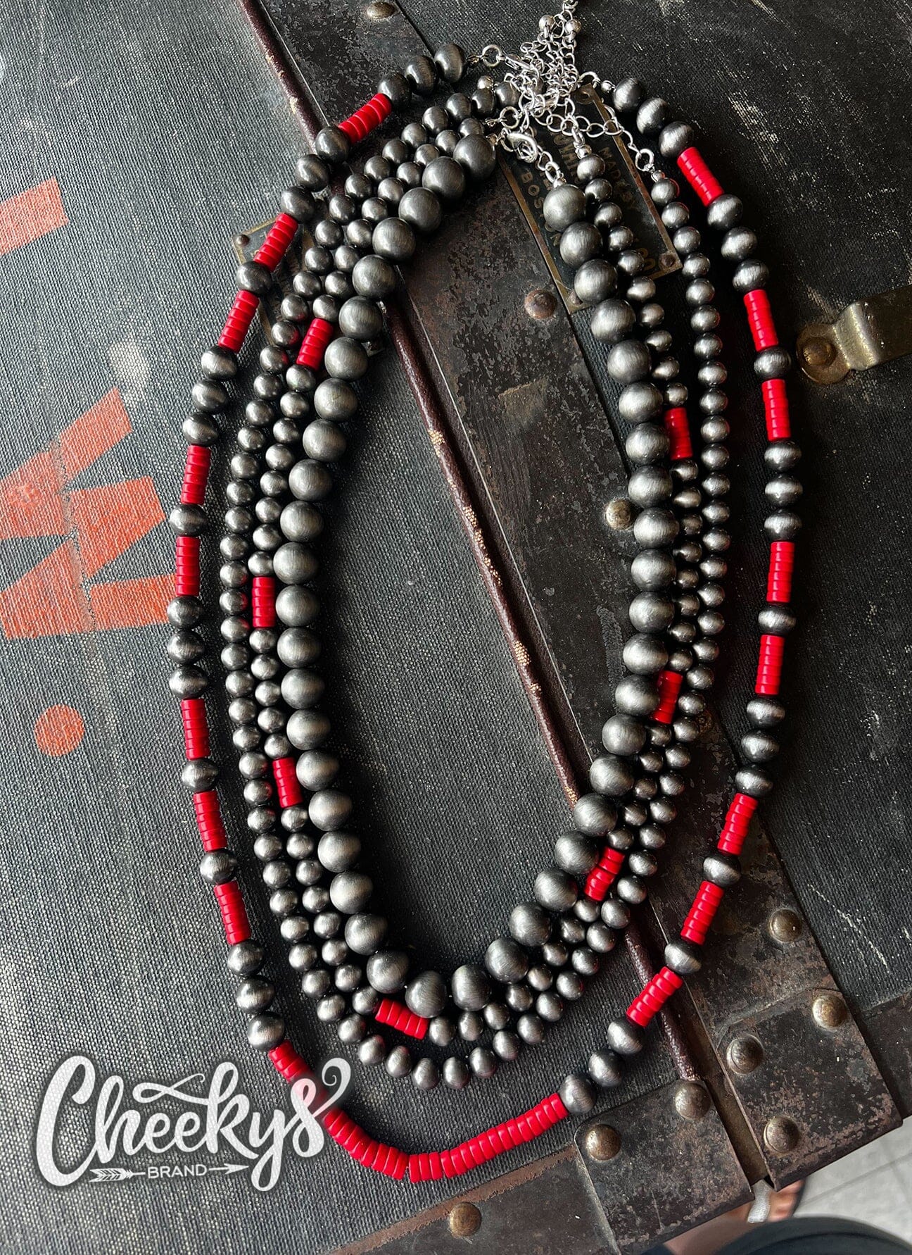 Four Red and Navajo Necklaces Cheekys Brand 