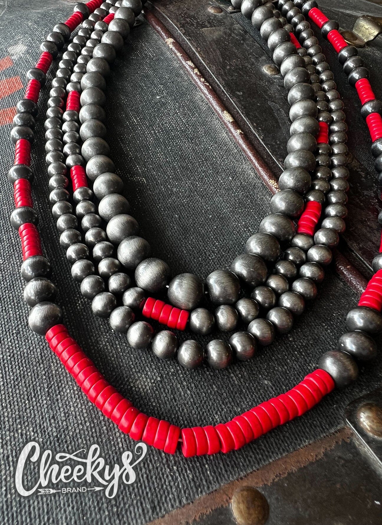 Four Red and Navajo Necklaces Cheekys Brand 