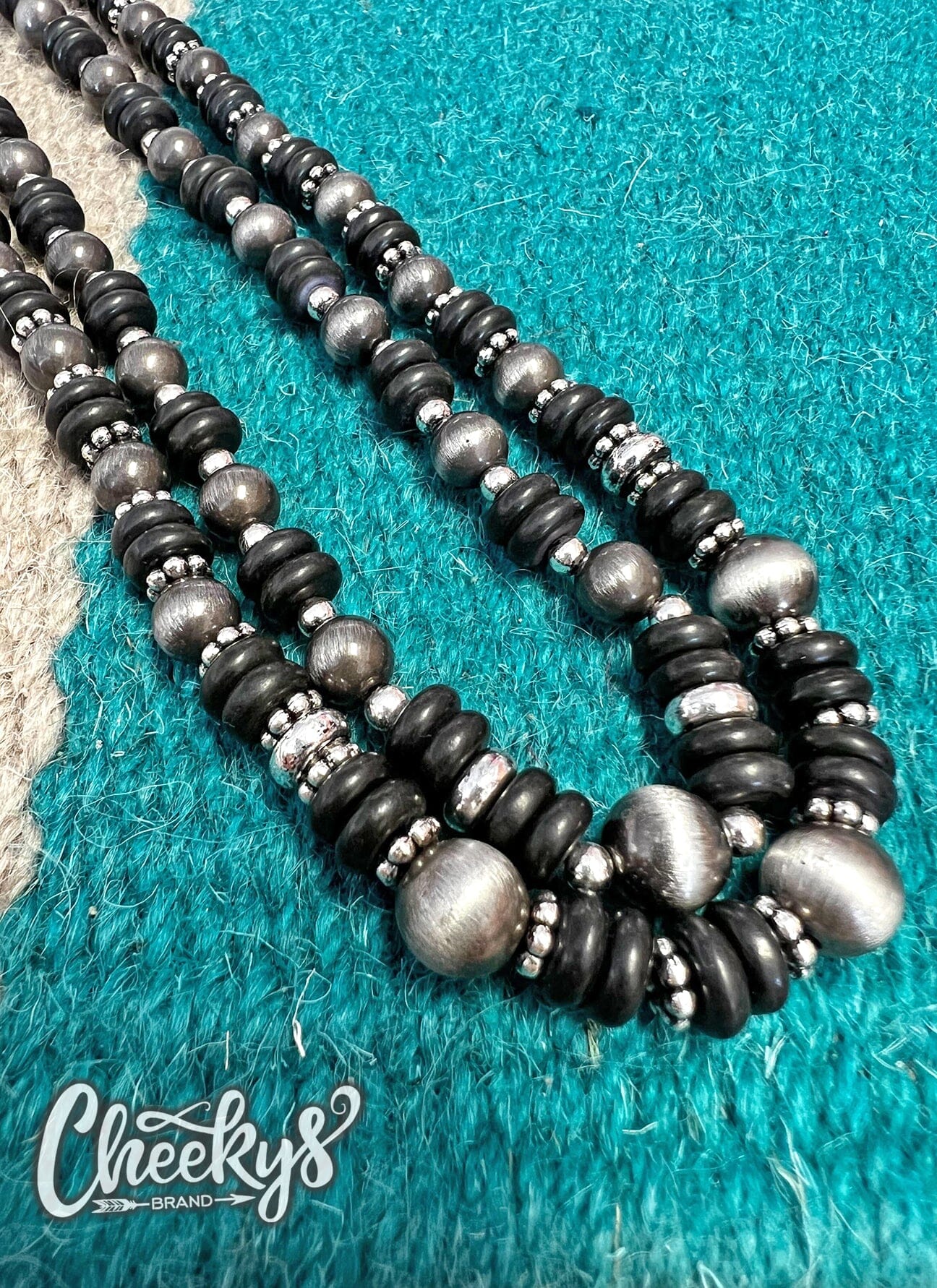 Double Black Navajo Bead Necklaces Cheekys Brand 