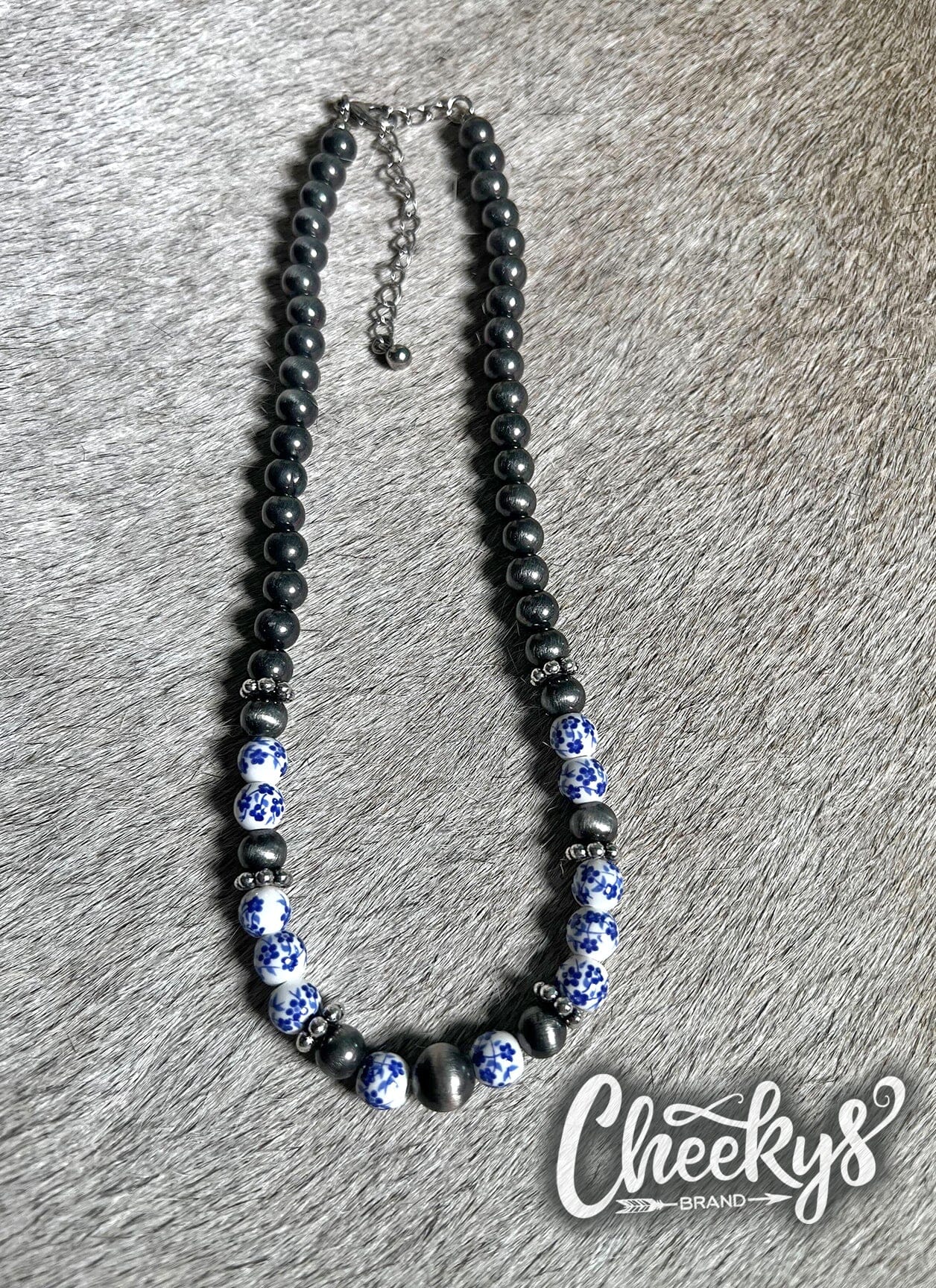 Blue Flower Navajo Pearl Necklace Cheekys Brand 