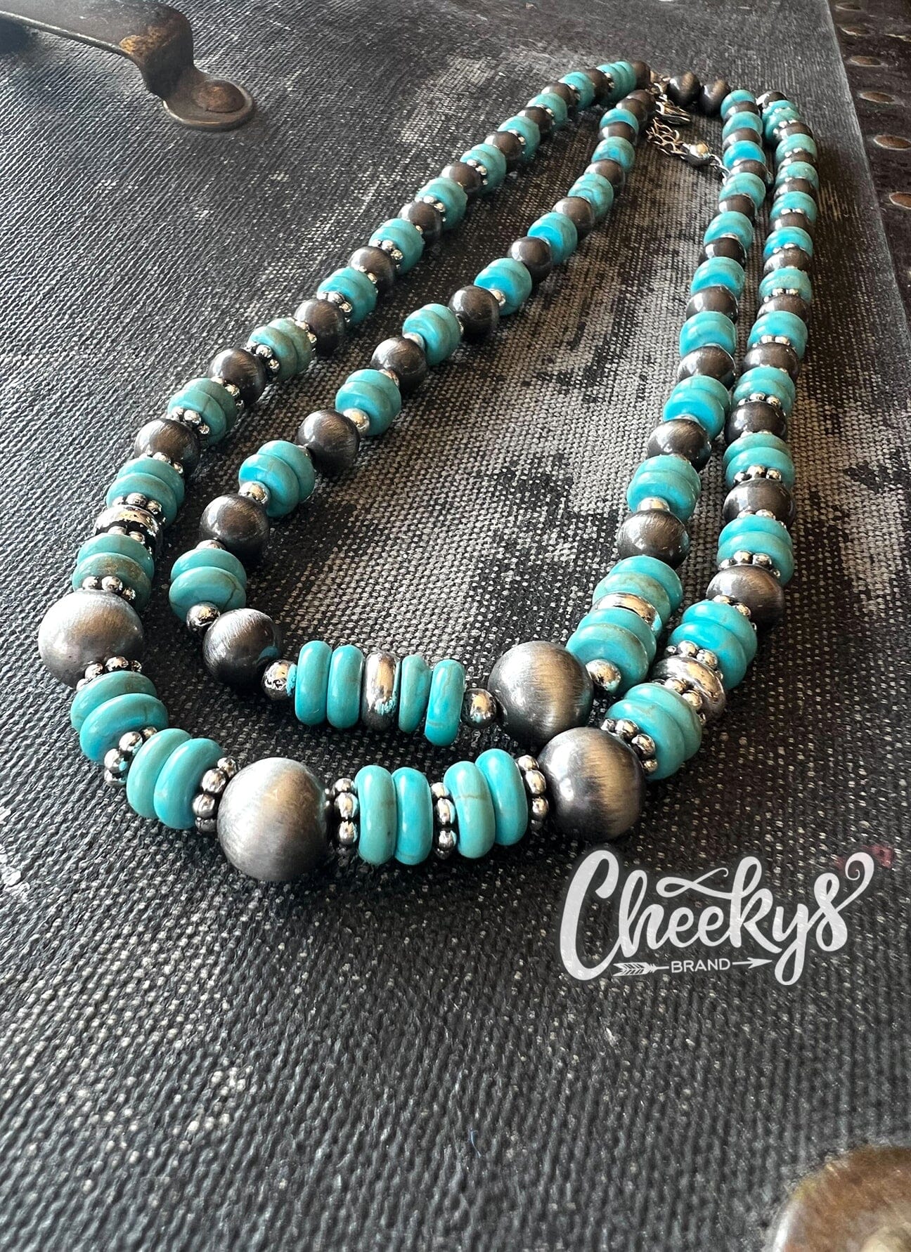 Double Turquoise Navajo Bead Necklaces Cheekys Brand 