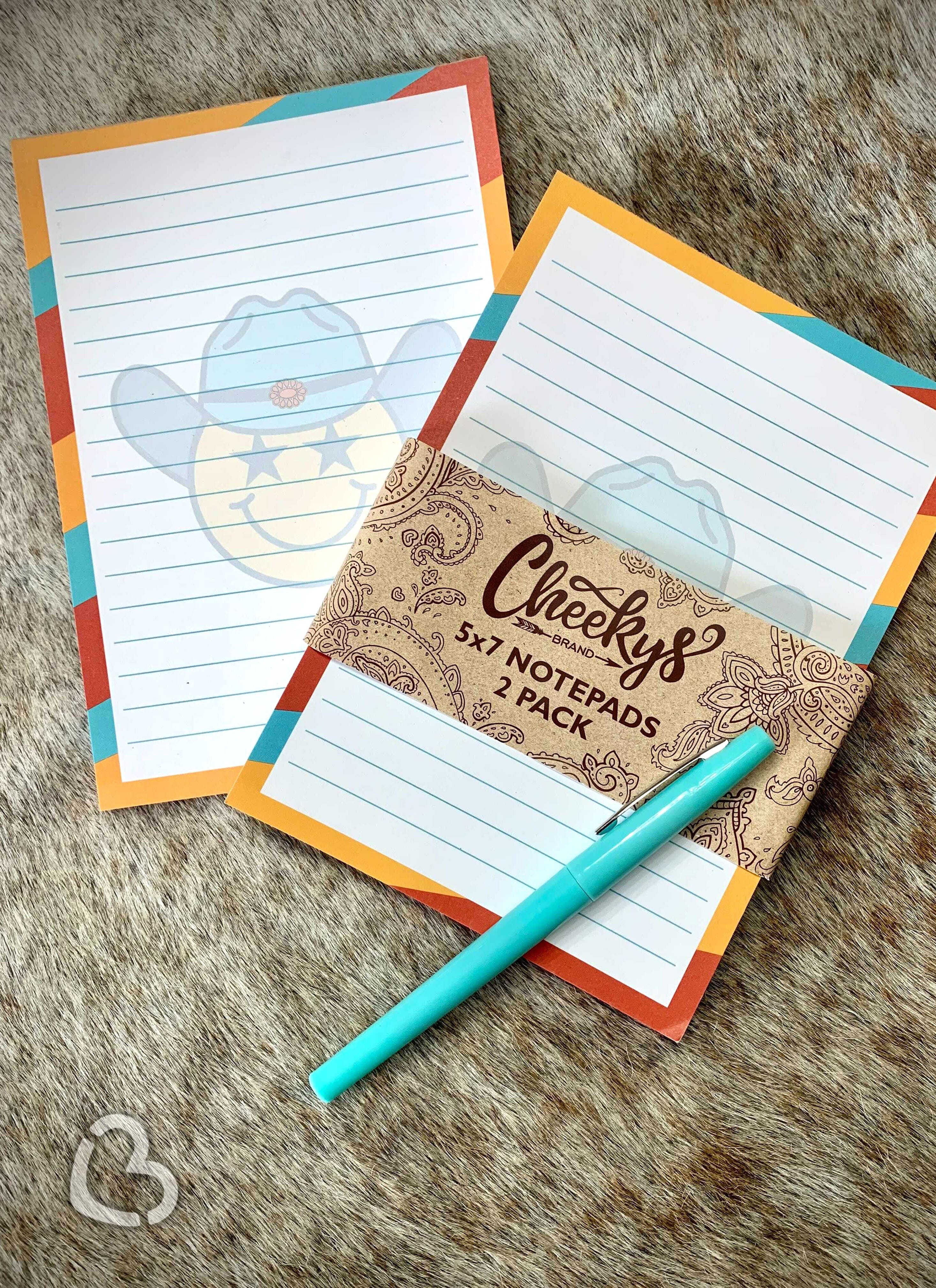 Smiley Cowboy Note Pad Set of 2 Accessories Cheekys Brand 