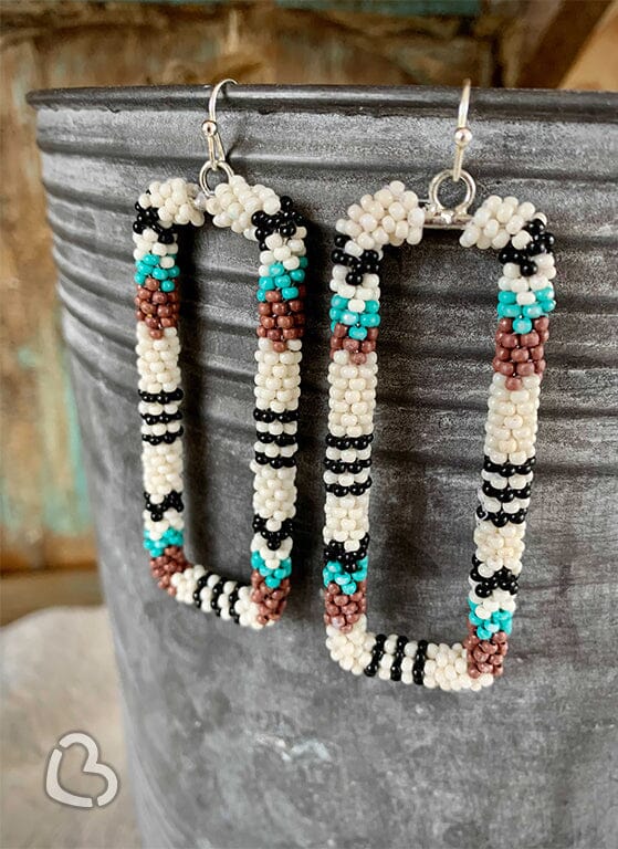 Ivory Rectangle Seed Bead Earrings Earrings MOA 