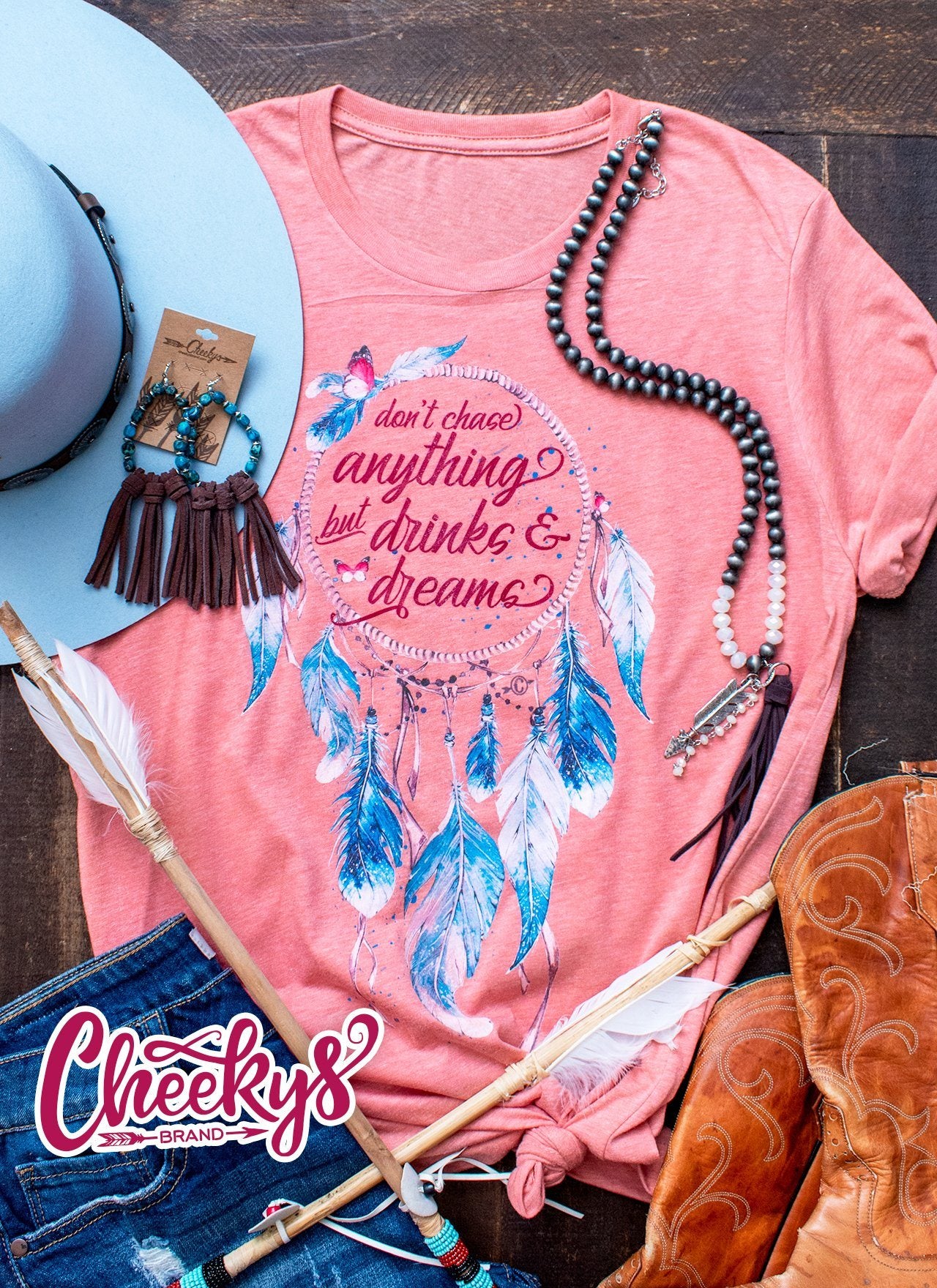 Don't Chase Anything but Drinks and Dreams Unisex Tee on Dreamsicle Cheekys Apparel 37 