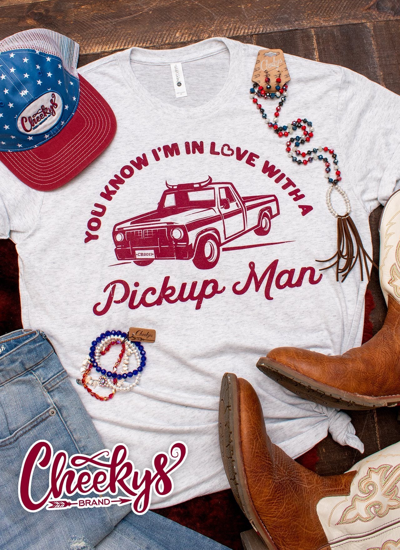 You Know I'm In Love With a Pickup Man Unisex Tee on Heather Caliche Cheekys Apparel 38 