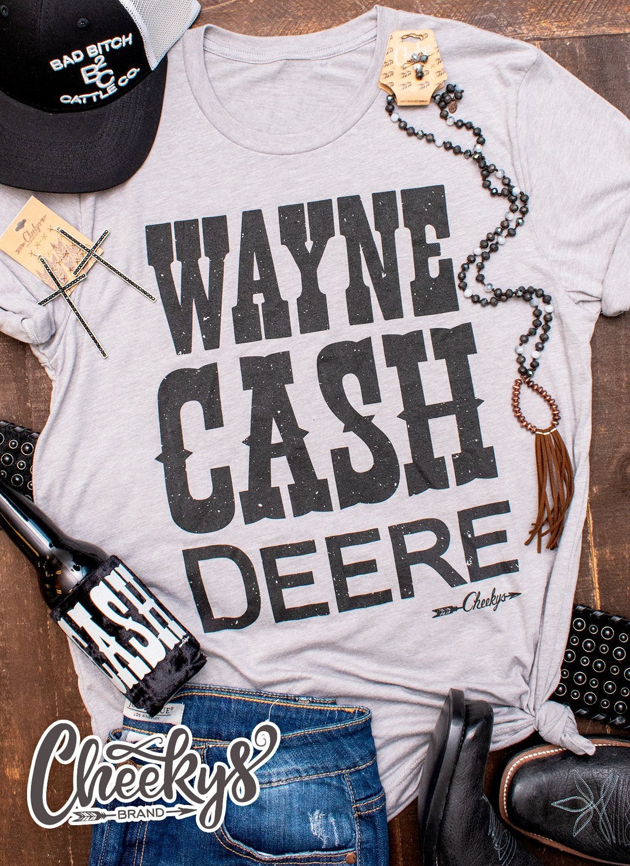 Wayne Cash Deere Unisex Tee on Steel Gray Cheekys Apparel Cheekys Brand 