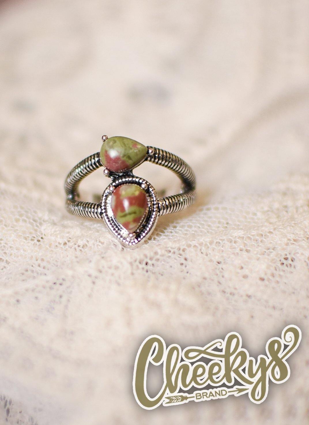 The Maybelle Double Teardrop Stone Ring in Earthtone Jewelry 18 