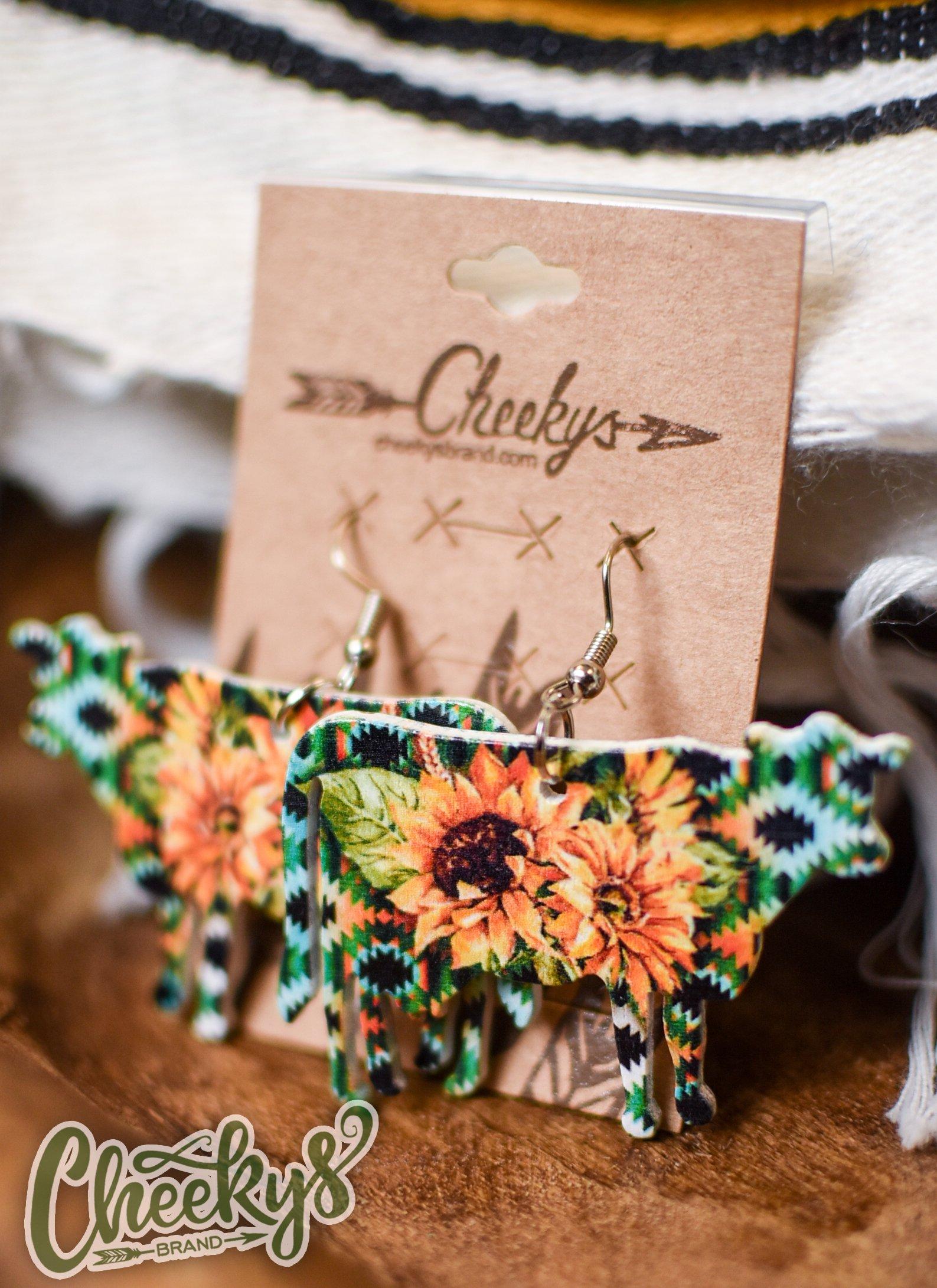 Maybelle Aztec Sunflower Cow Earrings Jewelry 18 