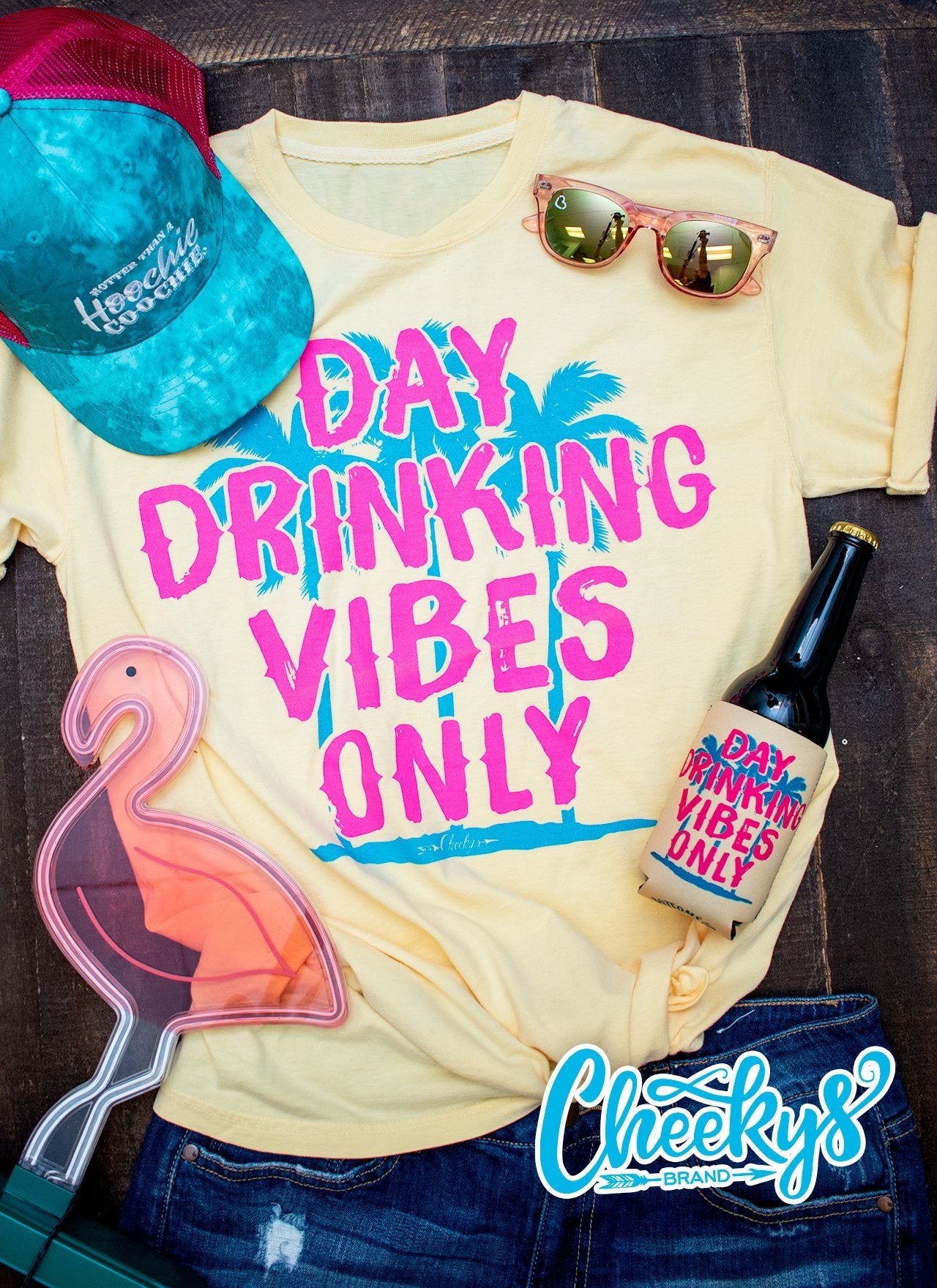 Day Drinking Vibes Only Unisex Tee On Daffodil Cheekys Apparel 77 
