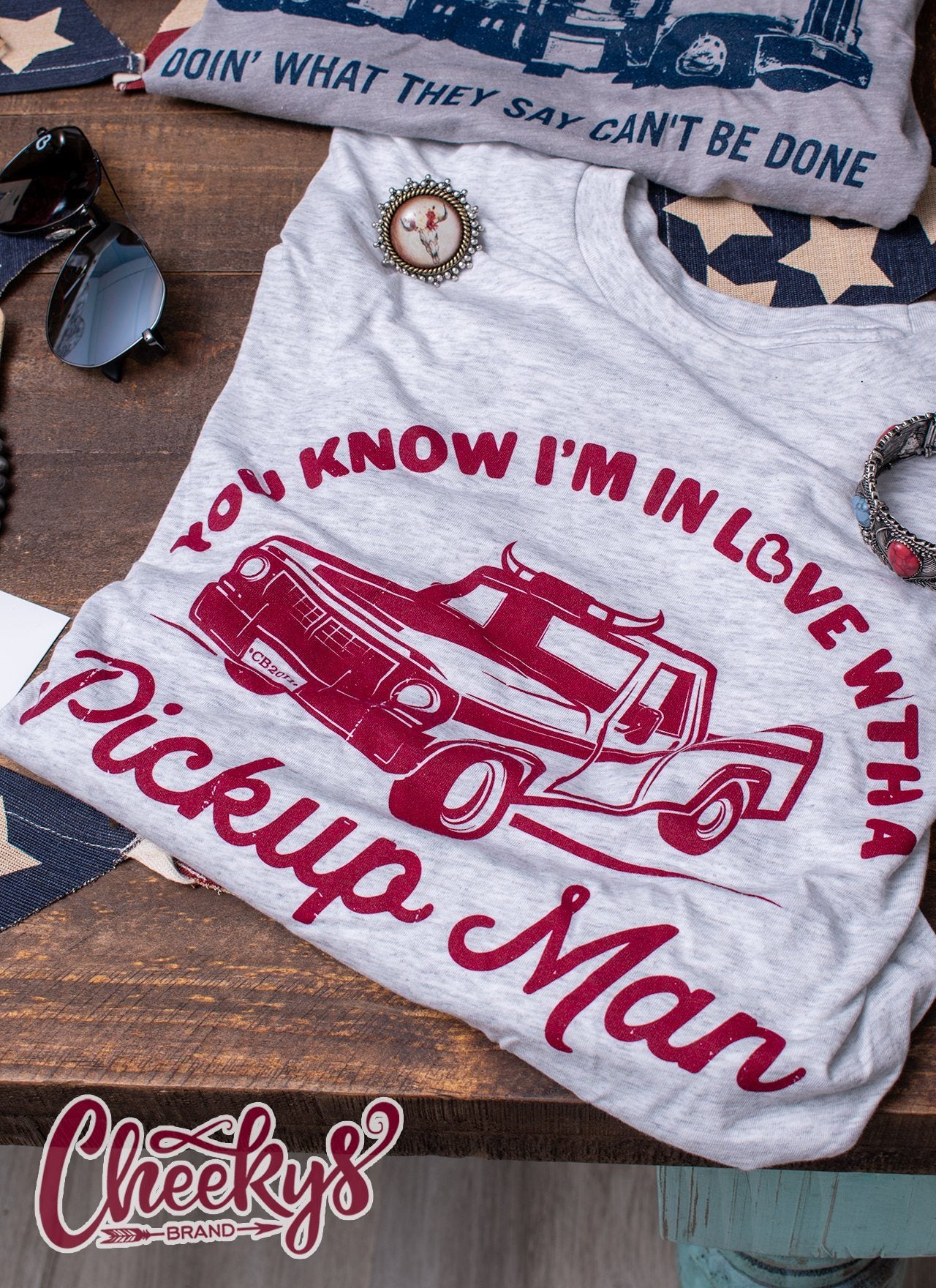 You Know I'm In Love With a Pickup Man Unisex Tee on Heather Caliche Cheekys Apparel 38 