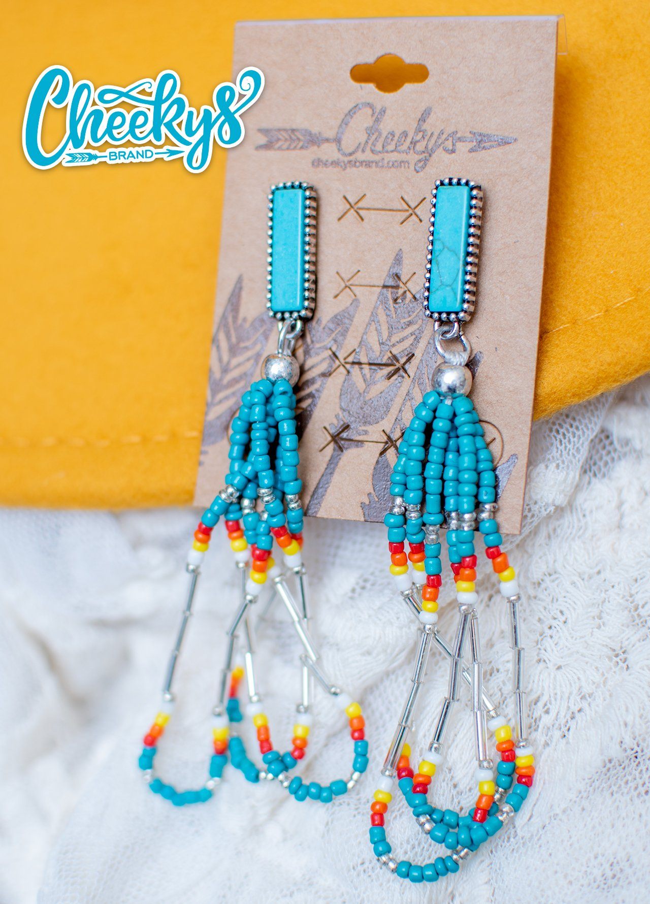 The Monica Turquoise Seed Bead Tassel Earrings Jewelry 176 