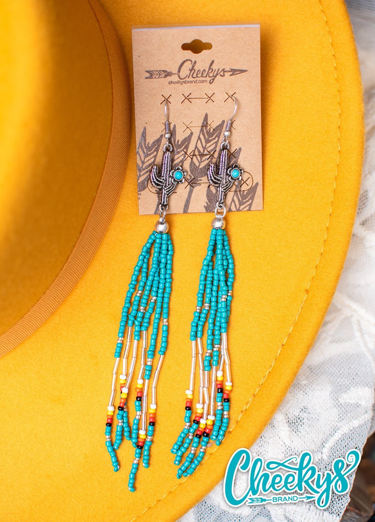 The Monica Cactus and Seed Bead Tassel Earrings Jewelry 176 