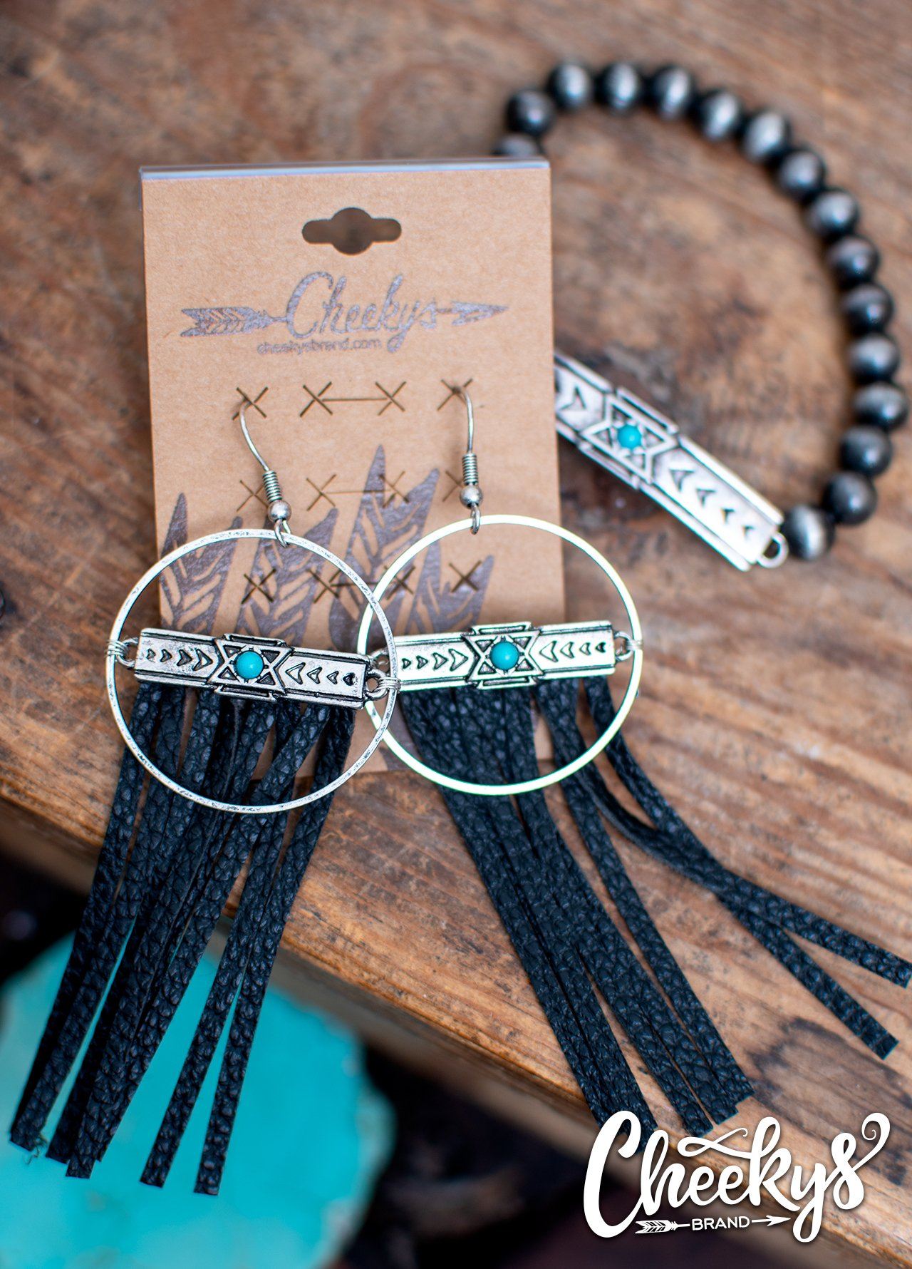 The Tatum Aztec Turquoise Fringe Earrings Jewelry 176 