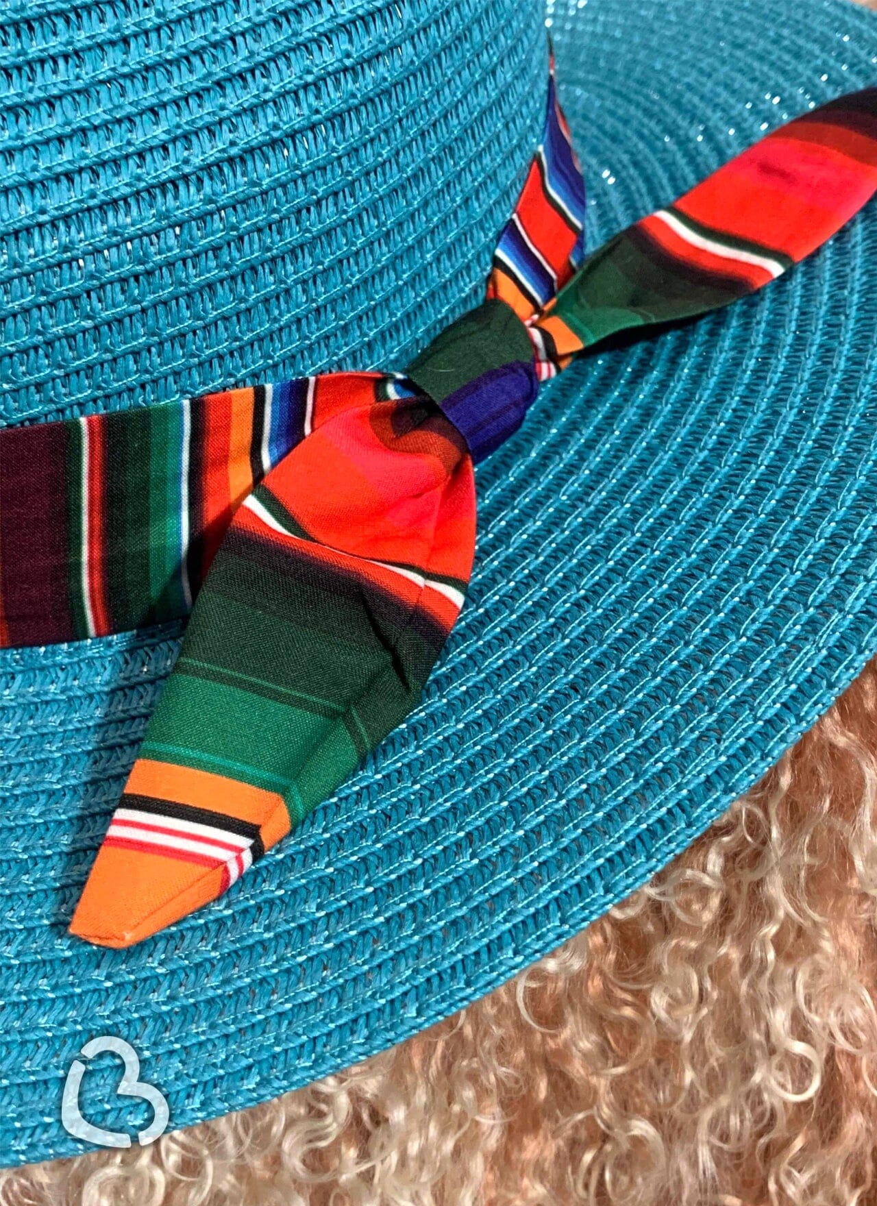Serape Turquoise Panama Hat Hat Cheekys Brand 