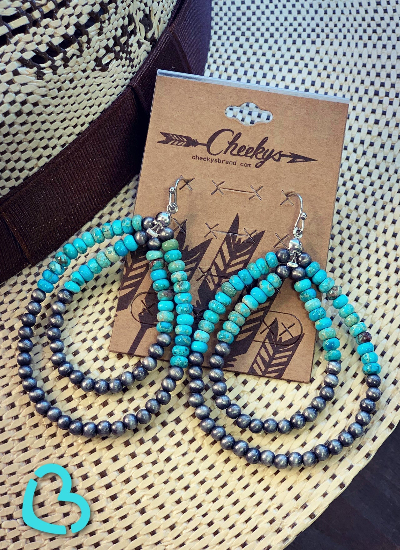 Aberdeen Teardrop Navajo Pearl and Turquoise Earrings Jewelry 18 