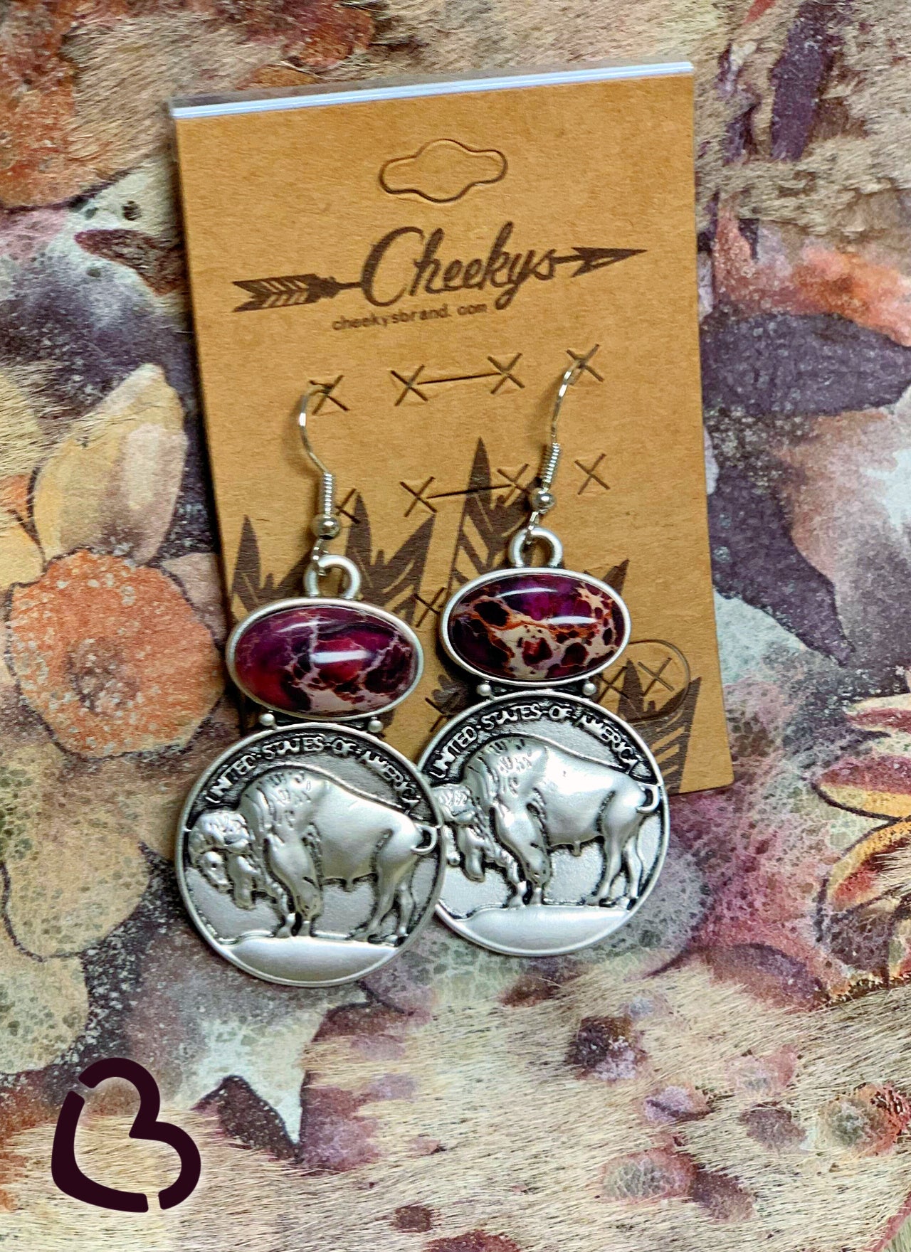 The Shawney Buffalo Nickle Earrings in Purple Jewelry 18 