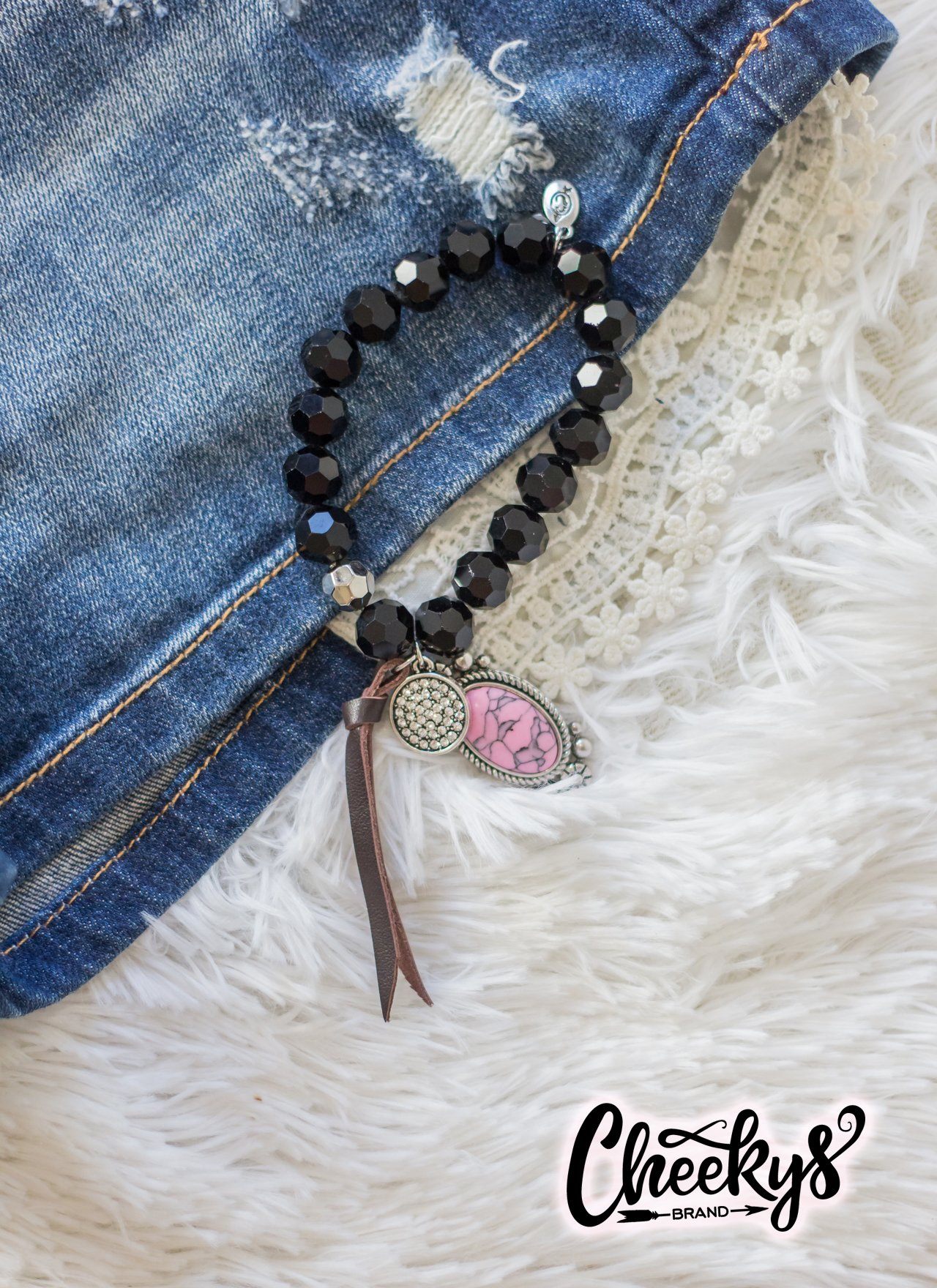 Black Beauty and Pink Stretch Bracelet Jewelry 18 