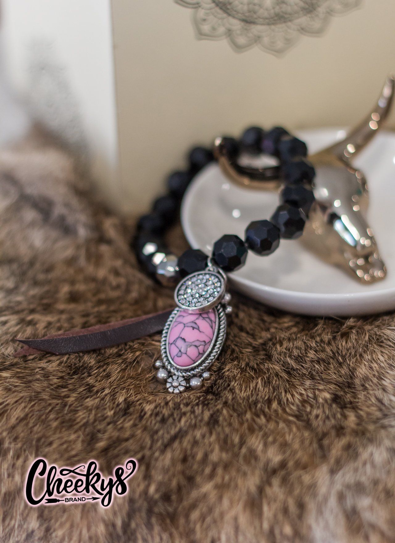 Black Beauty and Pink Stretch Bracelet Jewelry 18 
