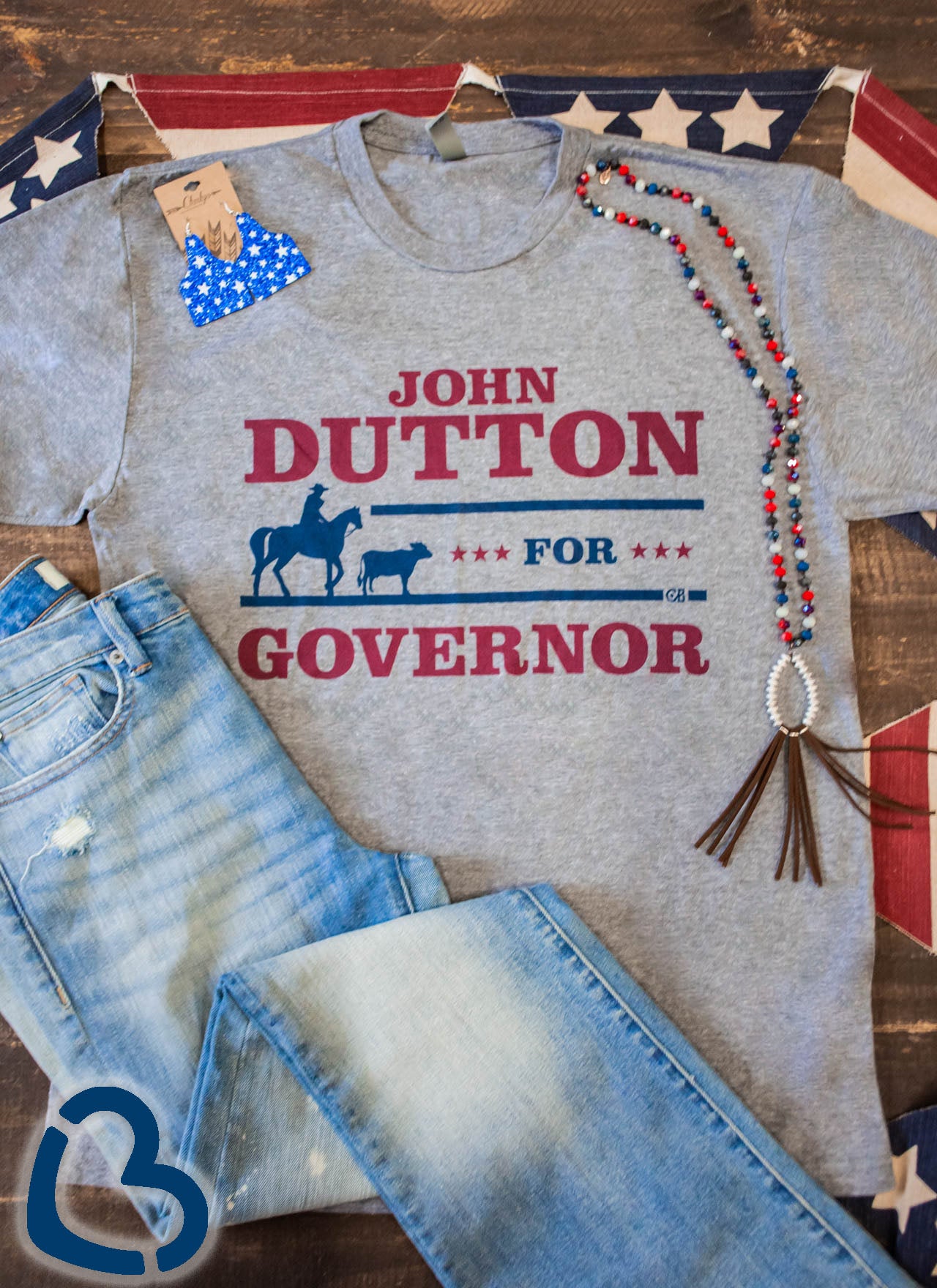 John Dutton For Governor Unisex Tee on Gravel Road Cheekys Brand 