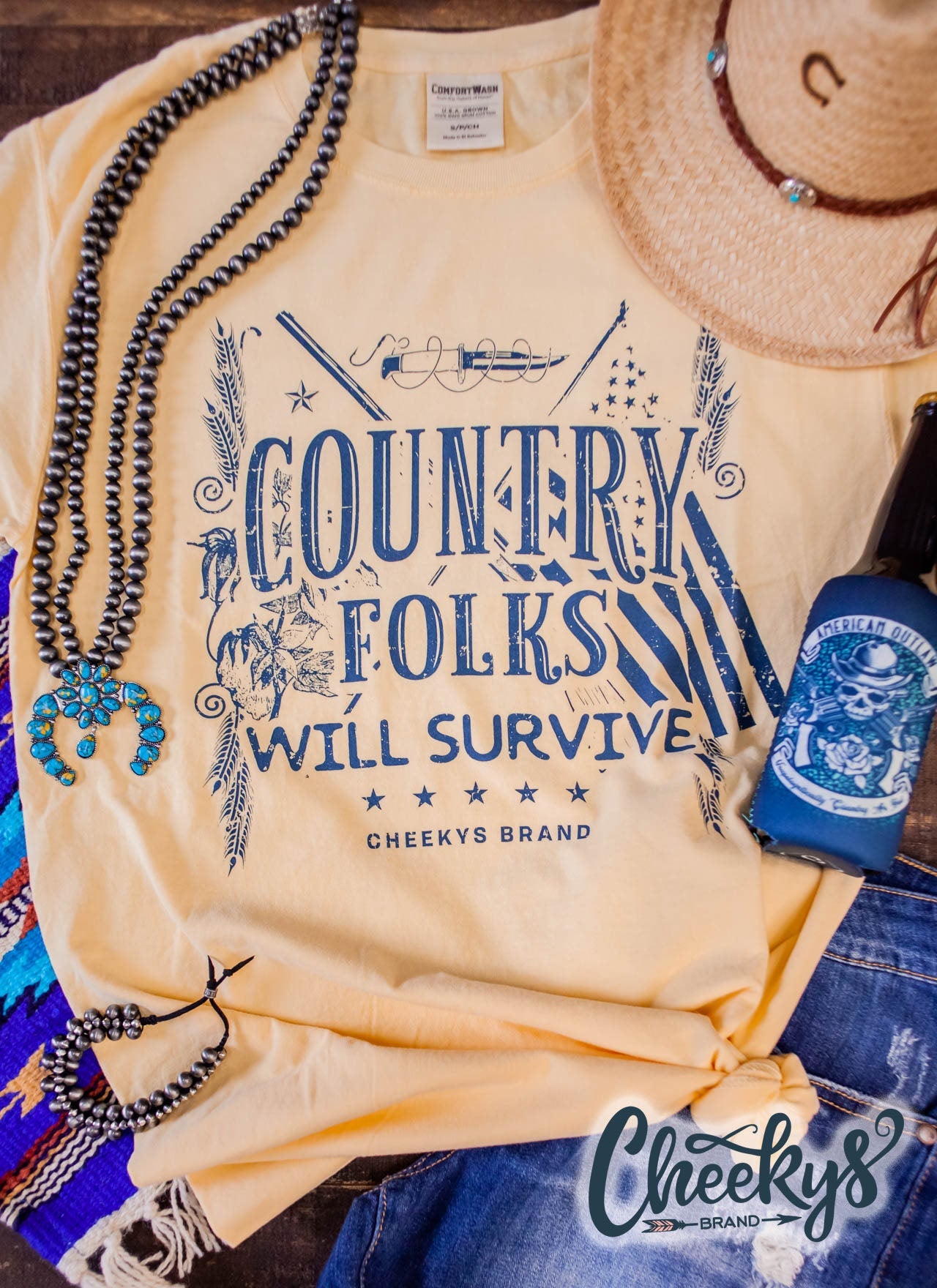 Country Folks Will Survive Unisex Tee Cheekys Apparel 38 