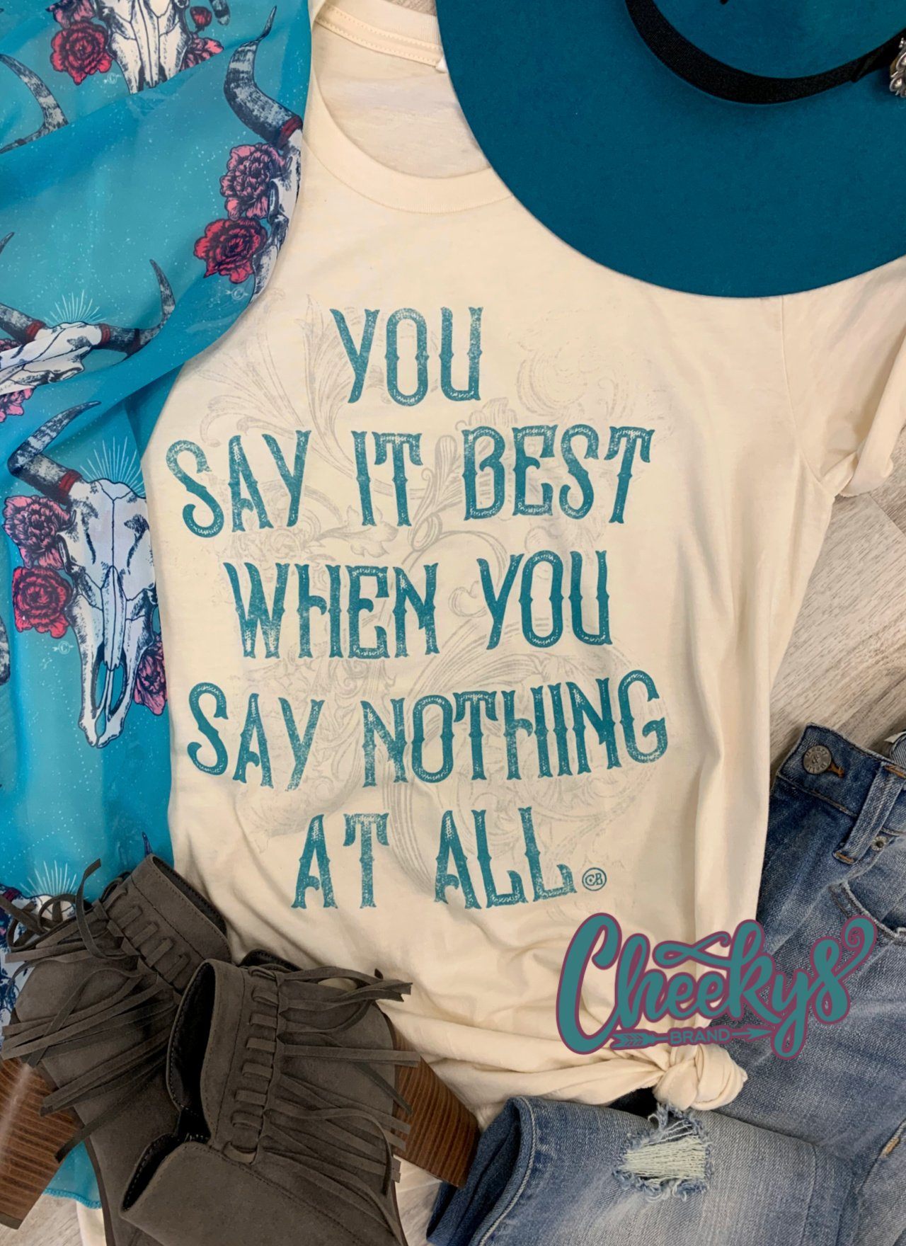 You Say it Best Unisex Tee on Barley White Cheekys Apparel 38 