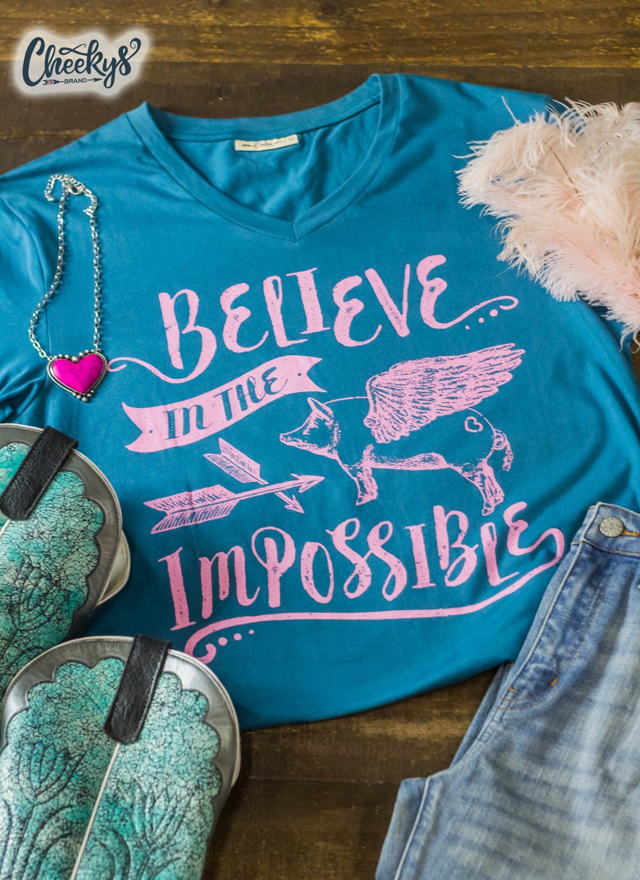 Believe In The Impossible Unisex Tee on Gypsy Teal Shirts & Tops Cheekys Brand 