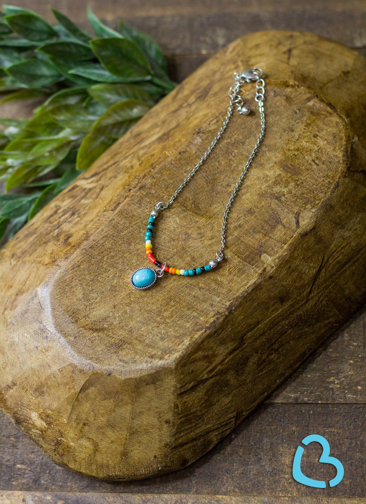 The Ruidoso Beaded Anklet with Turquoise Charm Jewelry 176 