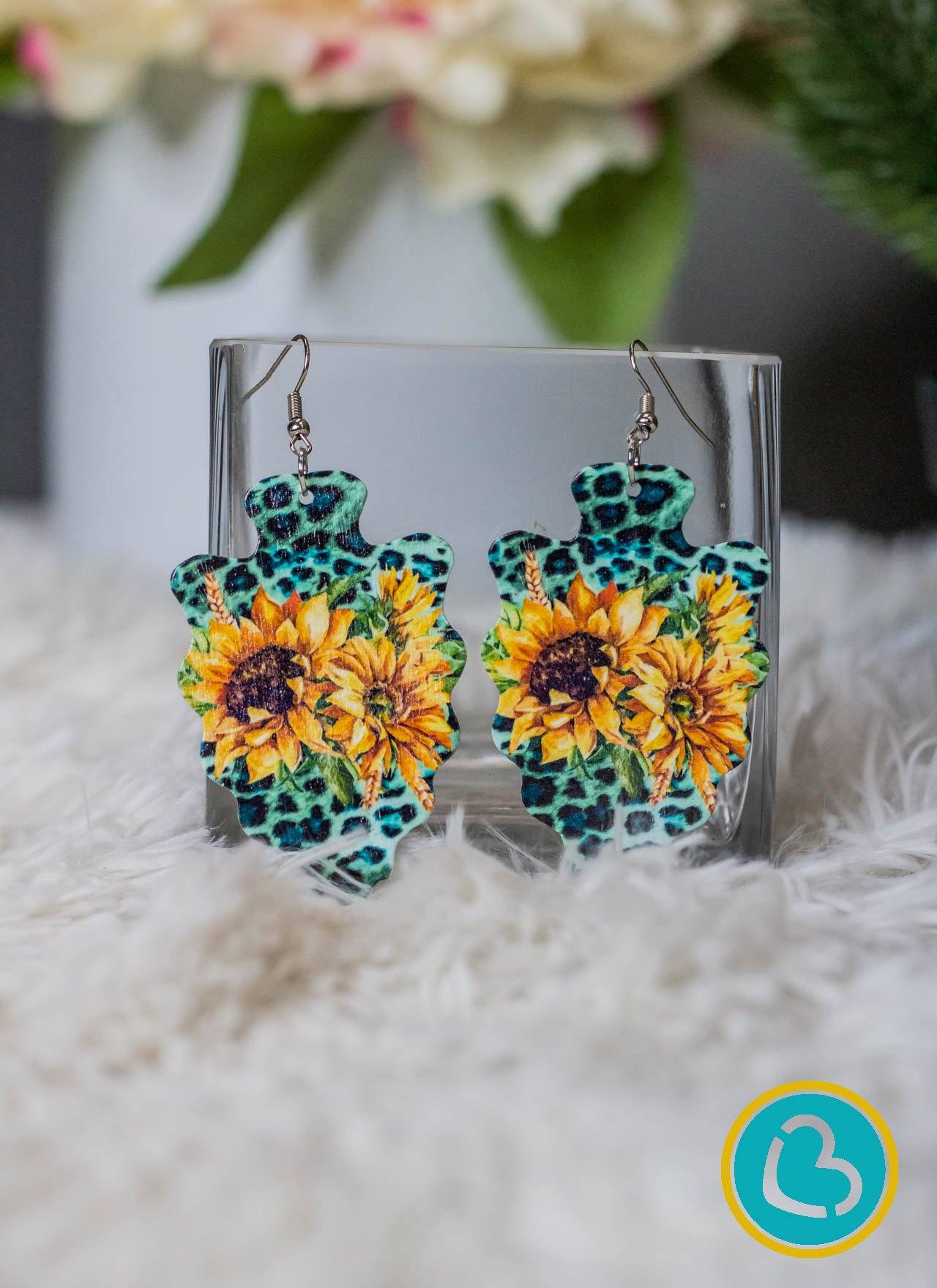 The Lydia Turquoise Leopard Sunflower Arrowhead Earrings Accessories 18 