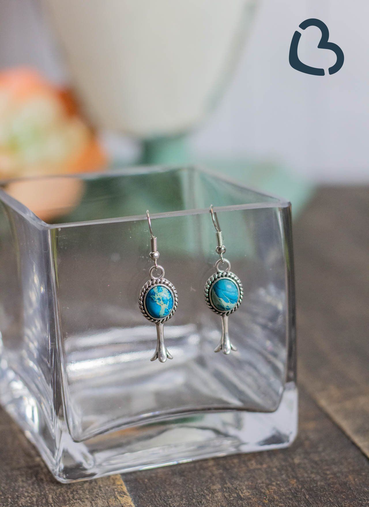 The Callahan Squash Blossom Earrings in Mosaic Turquoises Jewelry 18 
