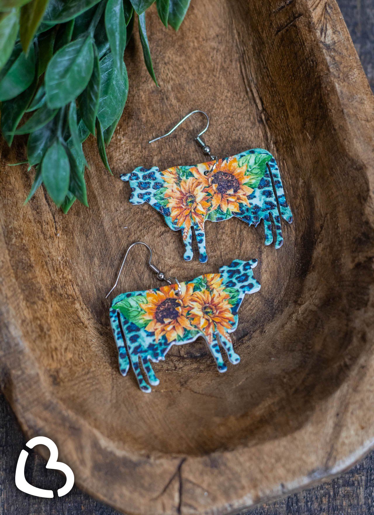 The Lydia Turquoise Leopard Sunflower Cow Earrings Jewelry 18 